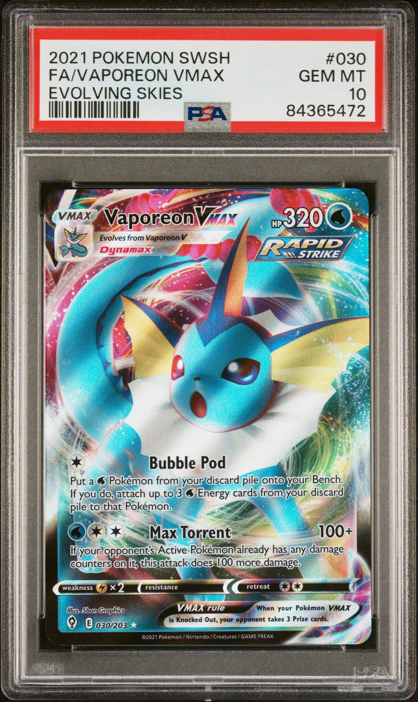 2021 Pokemon Sword & Shield Evolving Skies 030 Full Art/vaporeon Vmax PSA  10 Graded Card | GameStop