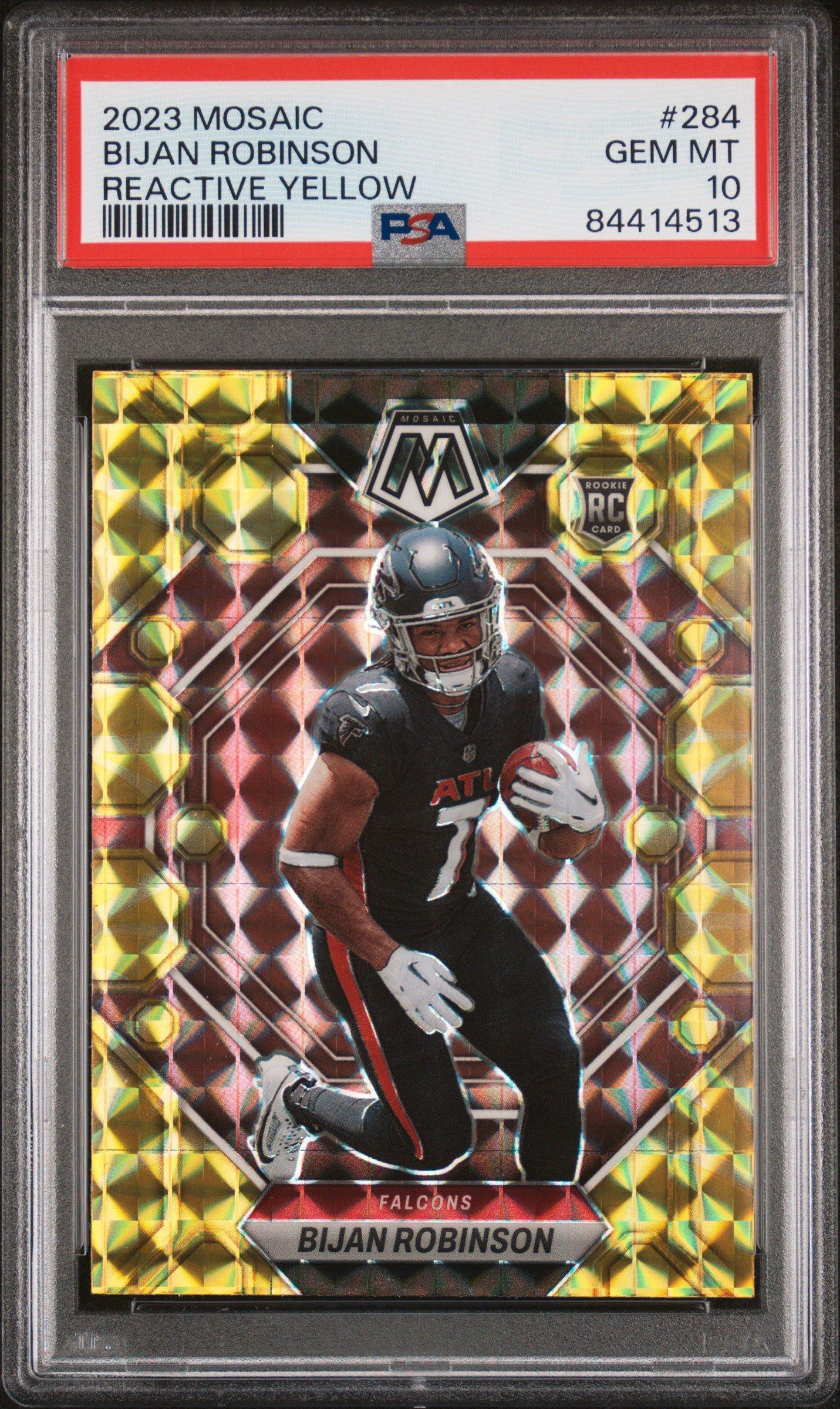 2023 Panini Mosaic 284 Bijan Robinson Reactive Yellow PSA 10