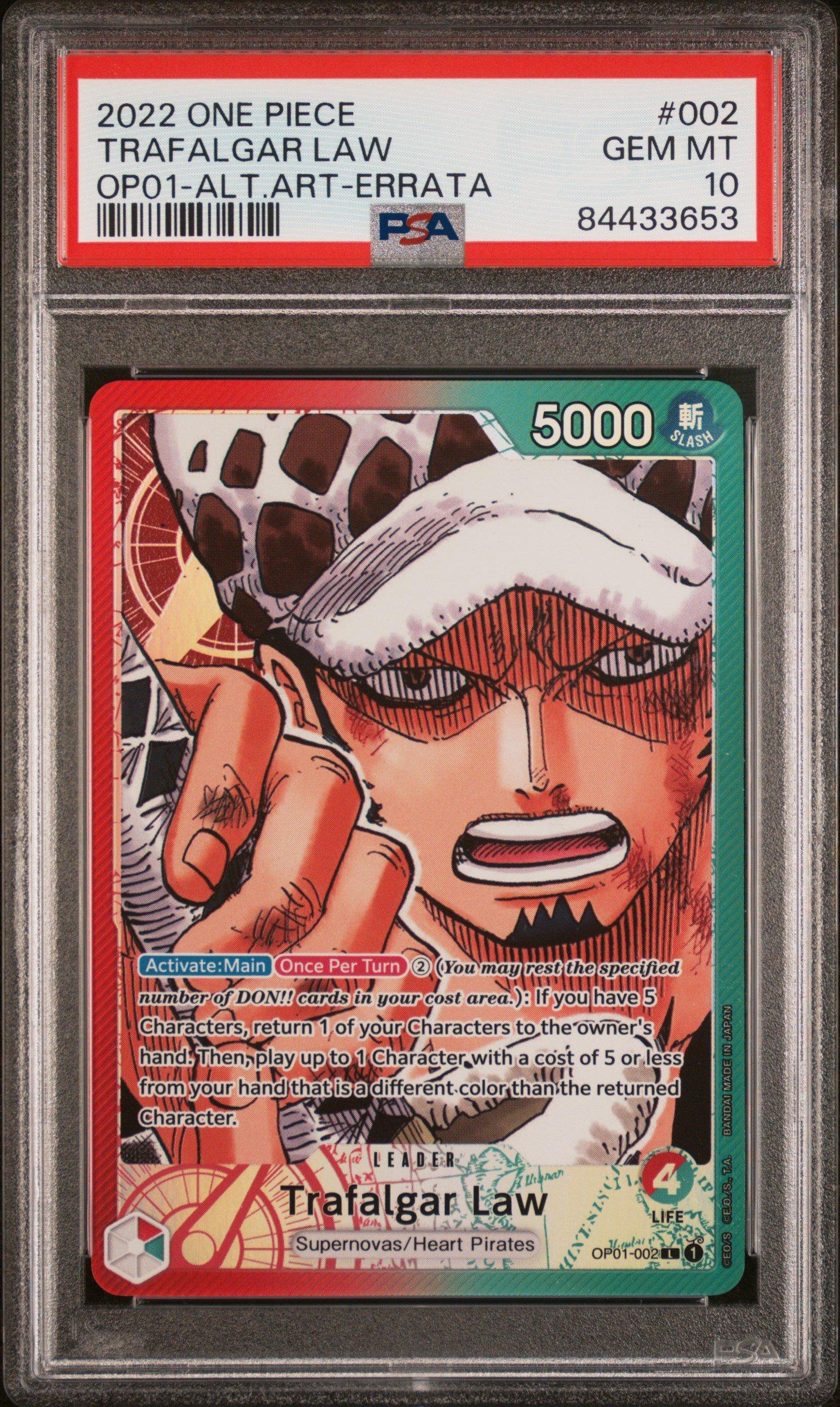 2022 One Piece Romance Dawn Trafalgar Law Alternate Art-errata PSA 10