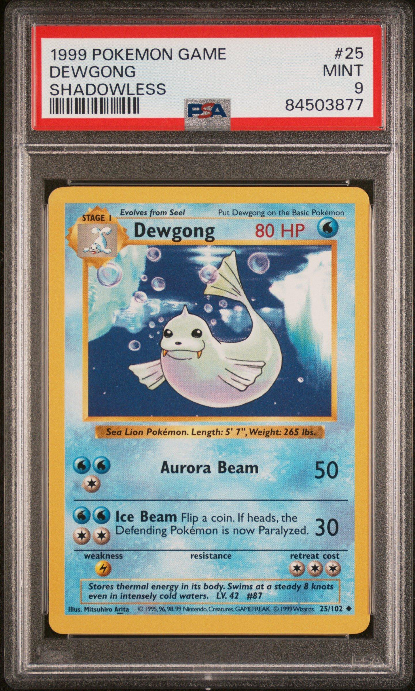 Dewgong ジュゴン ◆ Shadowless　シャドウレス　ウィザーズ 1999 Pokemon Game 25 Dewgong Shadowless PSA 9 Graded Card | GameStop