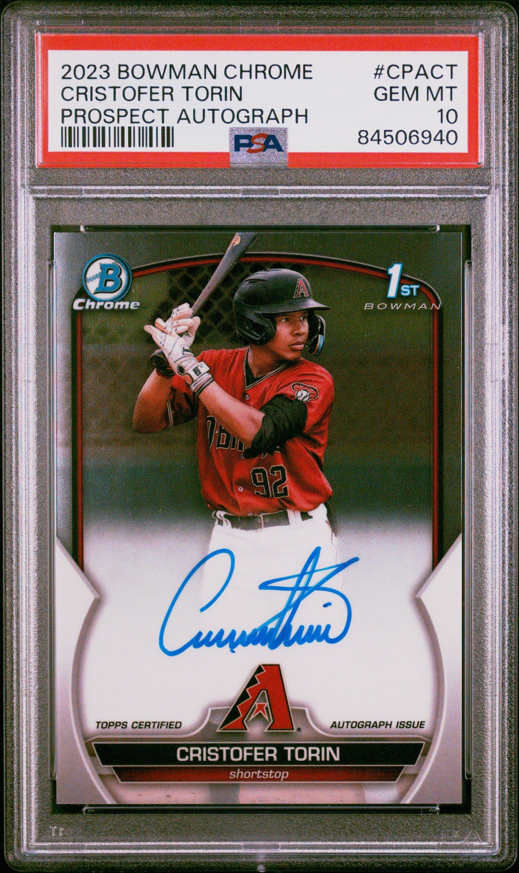 2023 Bowman Chrome Prospect Autographs Cpact Cristofer Torin PSA 10