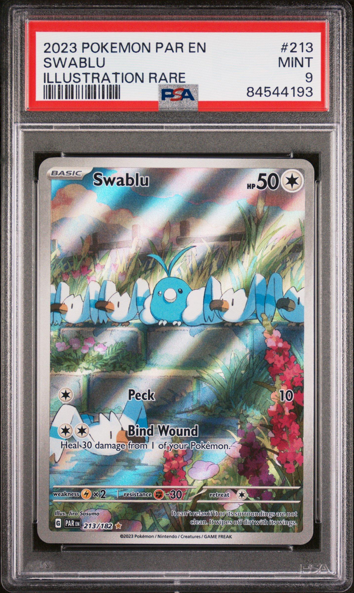 2023 Pokemon Par En-paradox Rift 213 Swablu Illustration Rare PSA 9