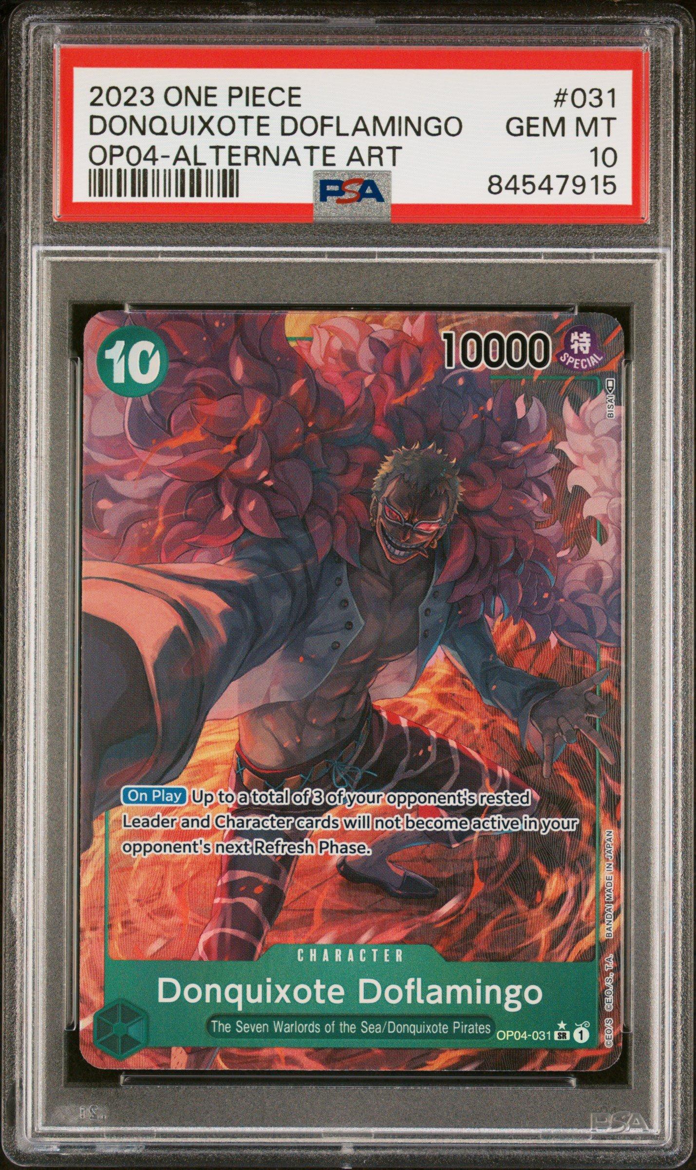 2023 One Piece Kingdoms Of Intrigue Donquixote Doflamingo Alternate Art PSA 10