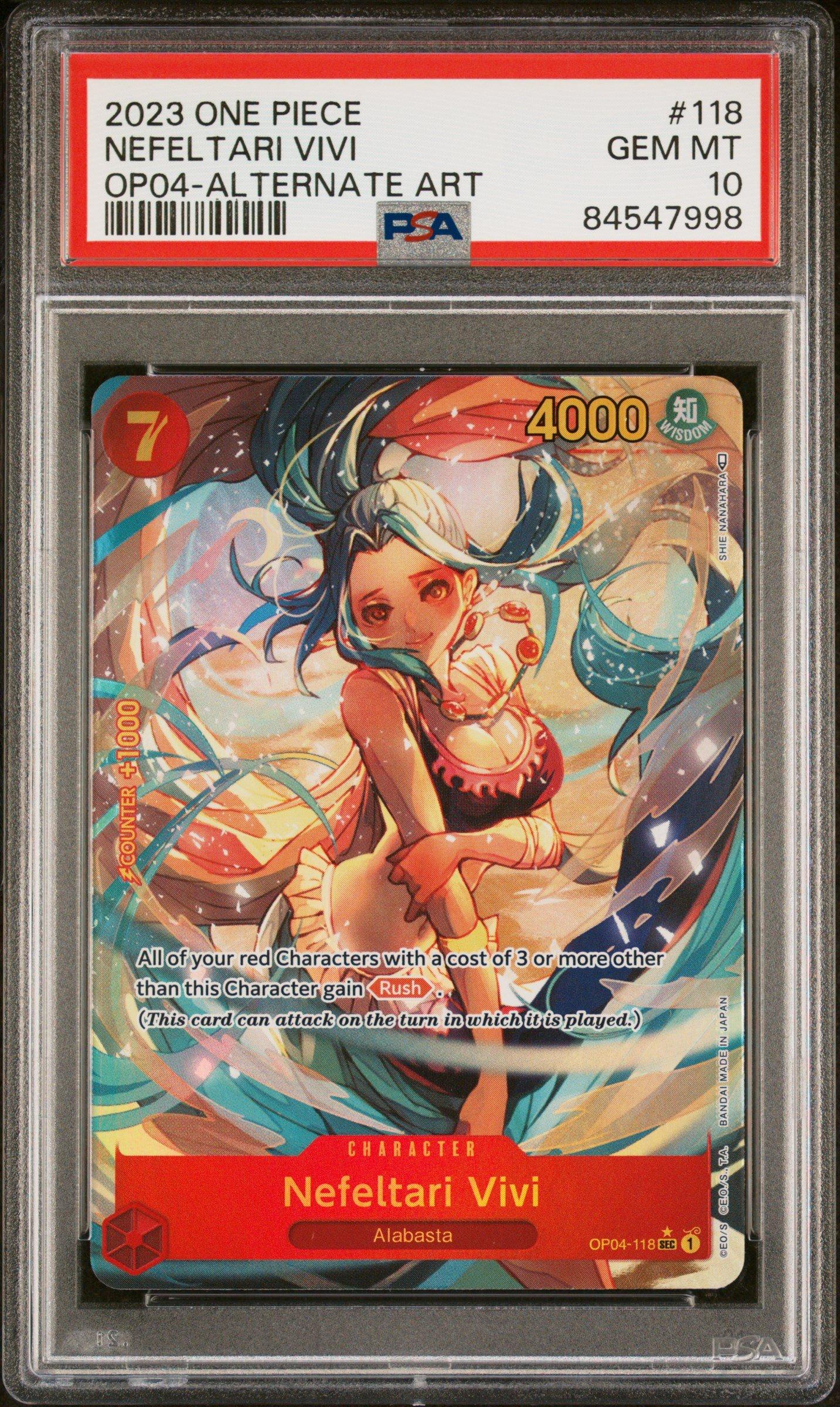 2023 One Piece Op04-kingdoms Of Intrigue 118 Nefeltari Vivi Alternate Art PSA 10