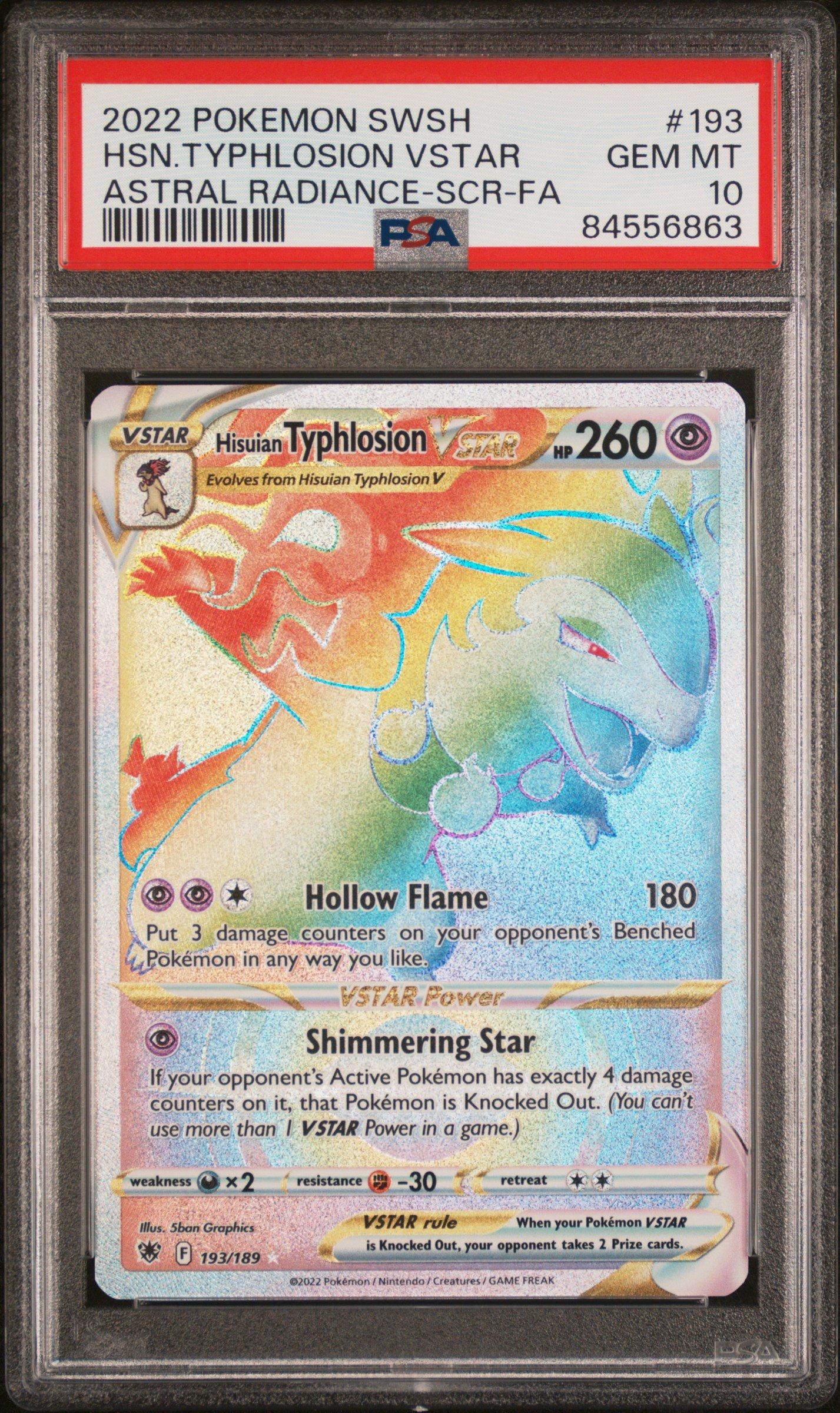 2022 Pokemon Sword & Shield Astral Radiance 193 Full Art/hisuian Typhlosion Vstar Secret PSA 10