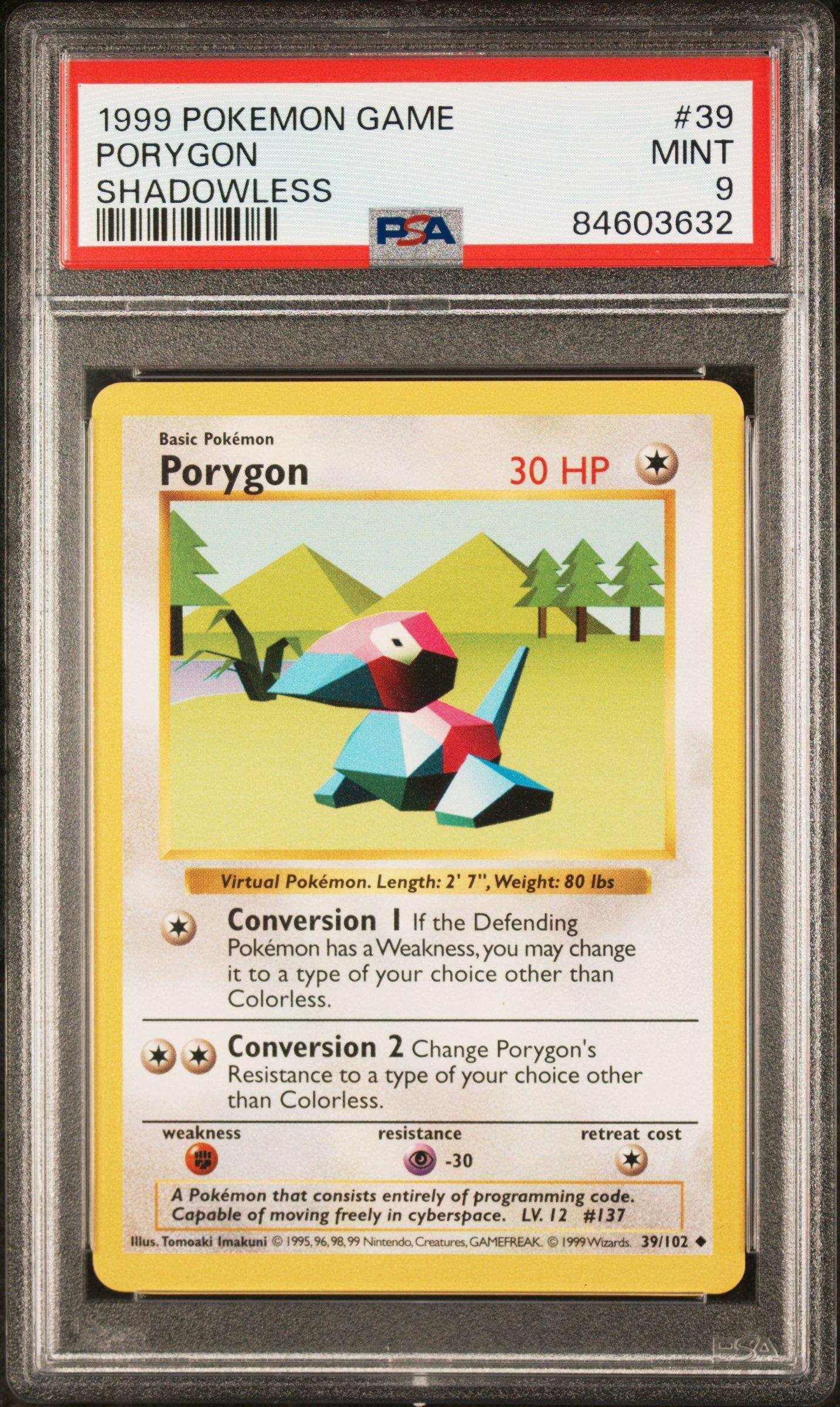 1999 Pokemon Game 39 Porygon Shadowless PSA 9 Graded Card | GameStop