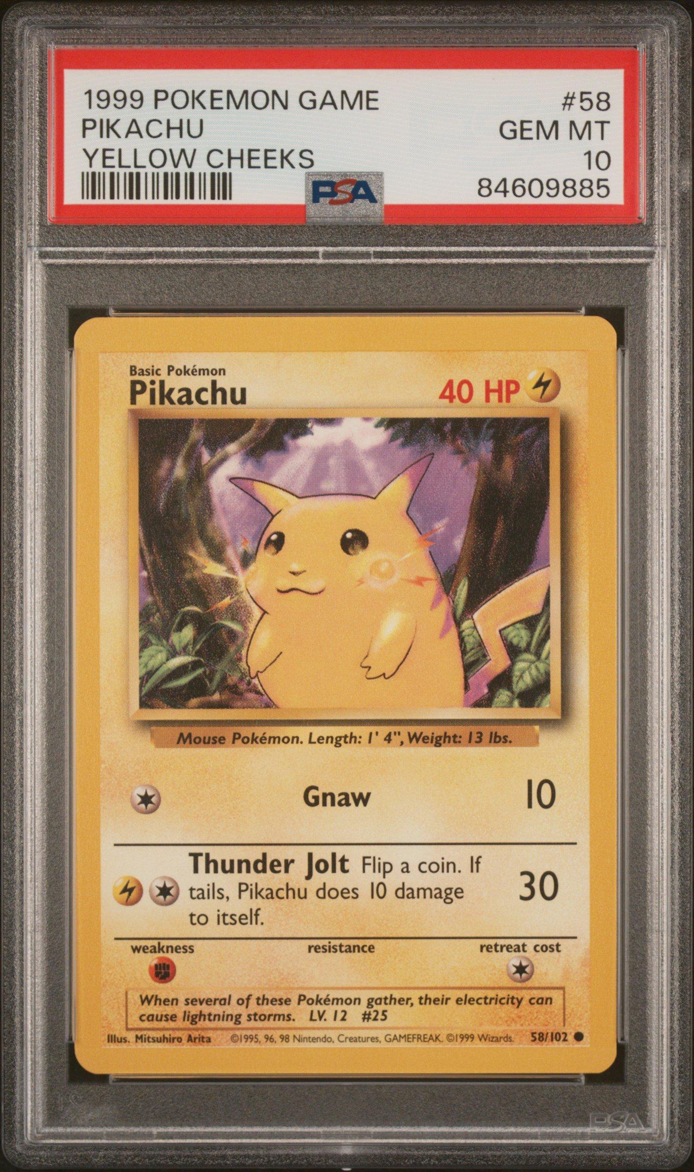 1999 Pokemon Game 58 Pikachu Yellow Cheeks PSA 10 | GameStop