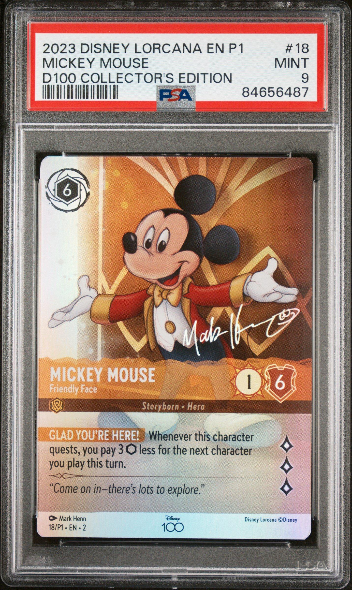 2023 Disney Lorcana En P1-promo 18 Mickey Mouse - Friendly Face Disney100  Collector's Edition Gift Set PSA 9 Graded Card | GameStop
