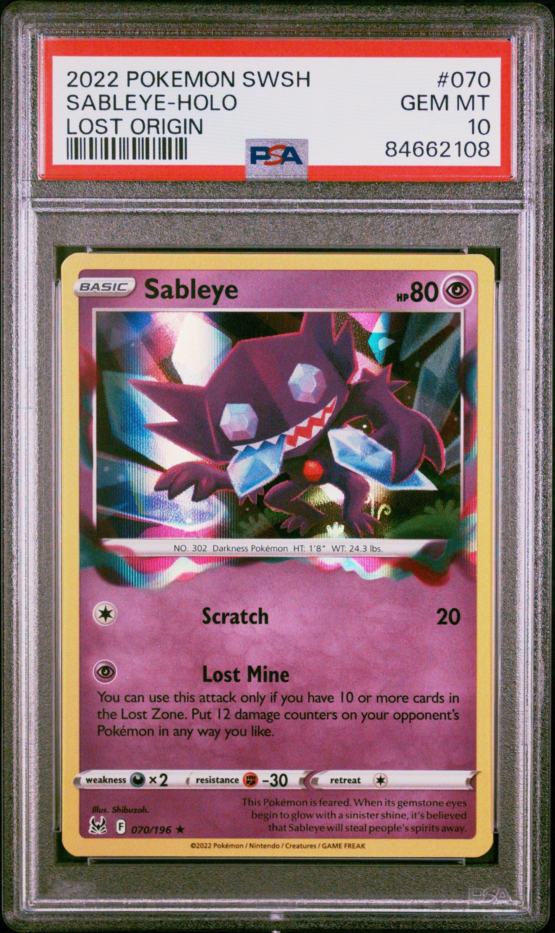 2022 Pokemon Sword & Shield Lost Origin 070 Sableye-holo PSA 10 | GameStop