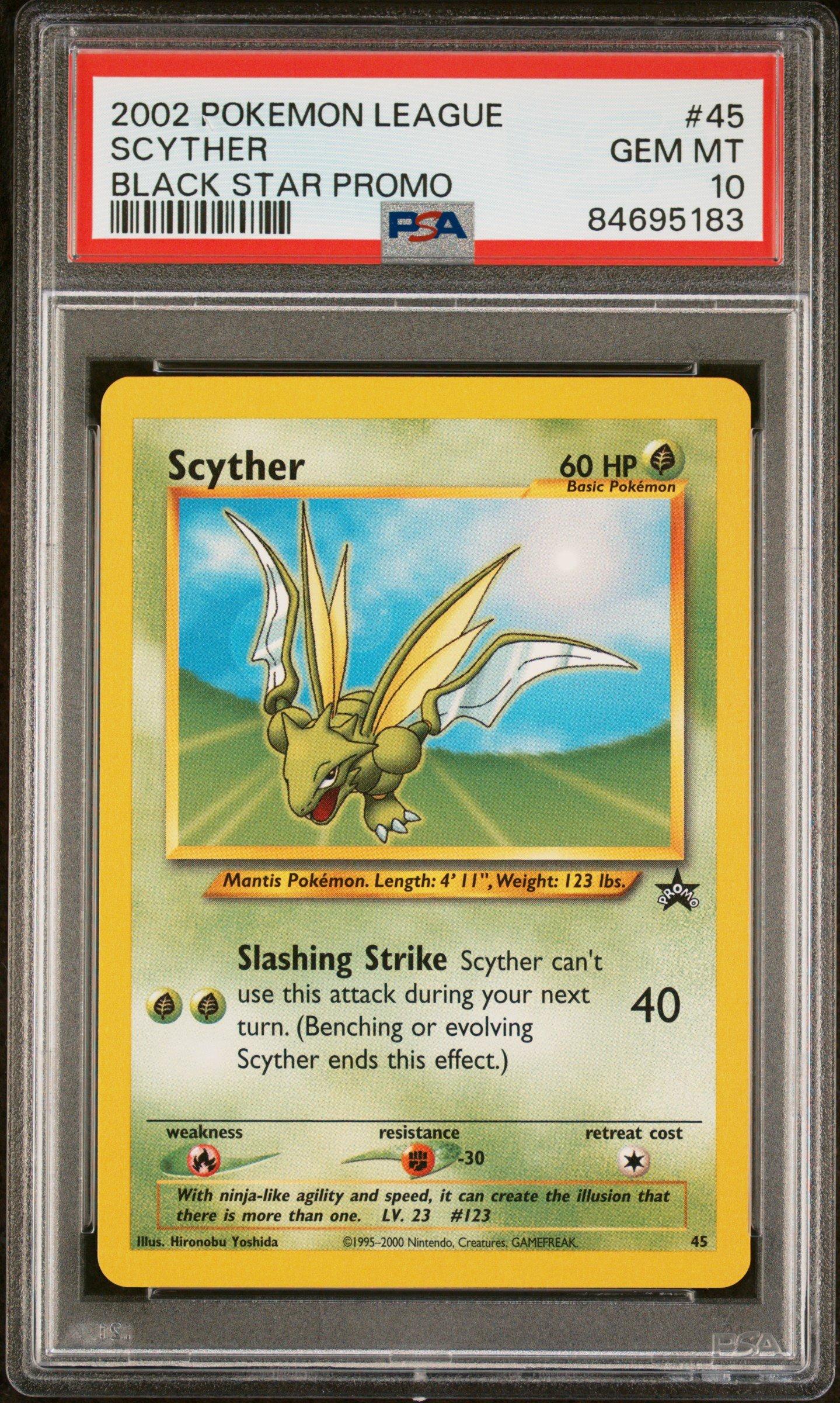 2002 Pokemon League Promo Black Star 45 Scyther PSA 10 Graded Card