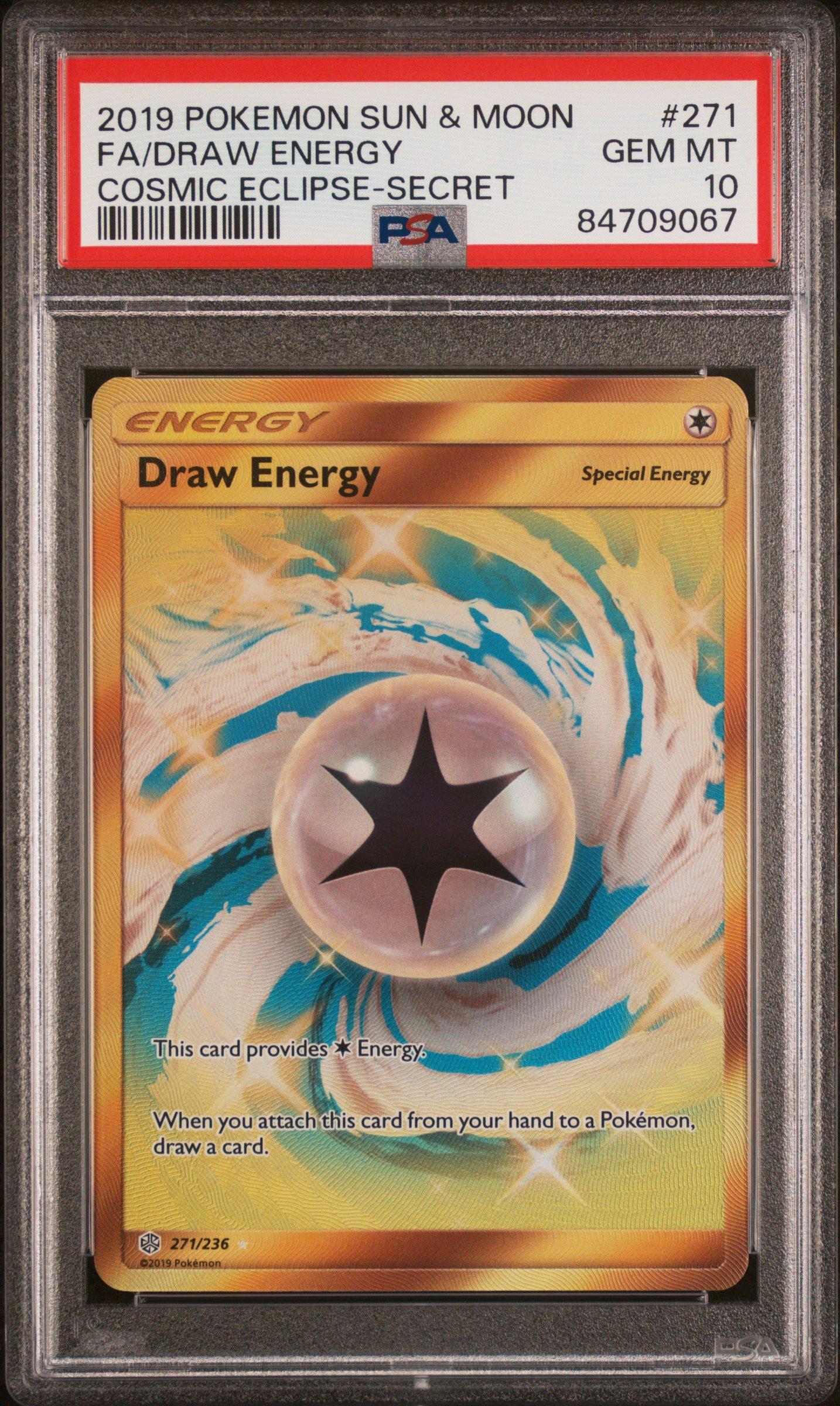 2019 Pokemon Sun & Moon Cosmic Eclipse 271 Full Art/draw Energy Secret PSA 10