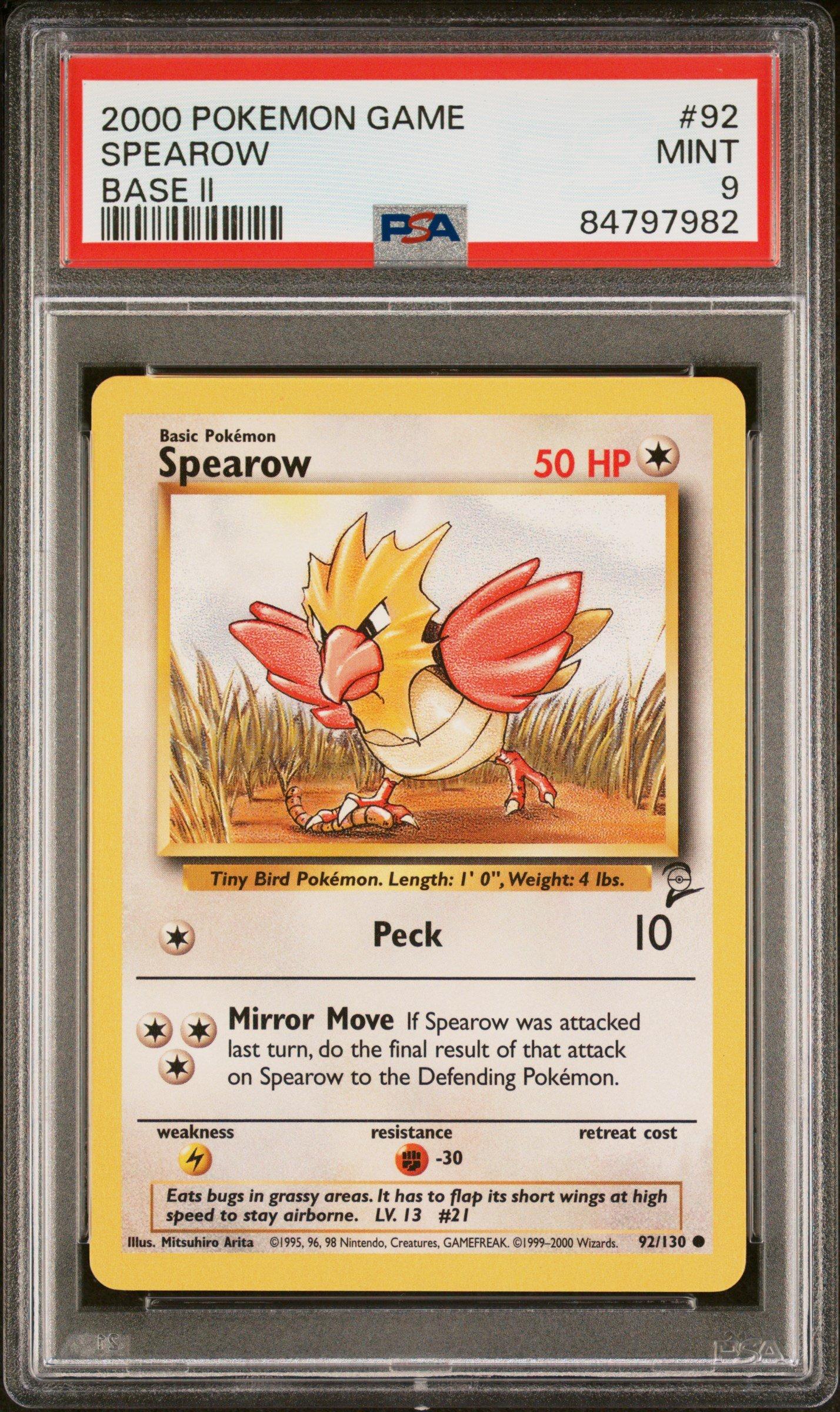 2000 Pokemon Game Base Ii 92 Spearow PSA 9