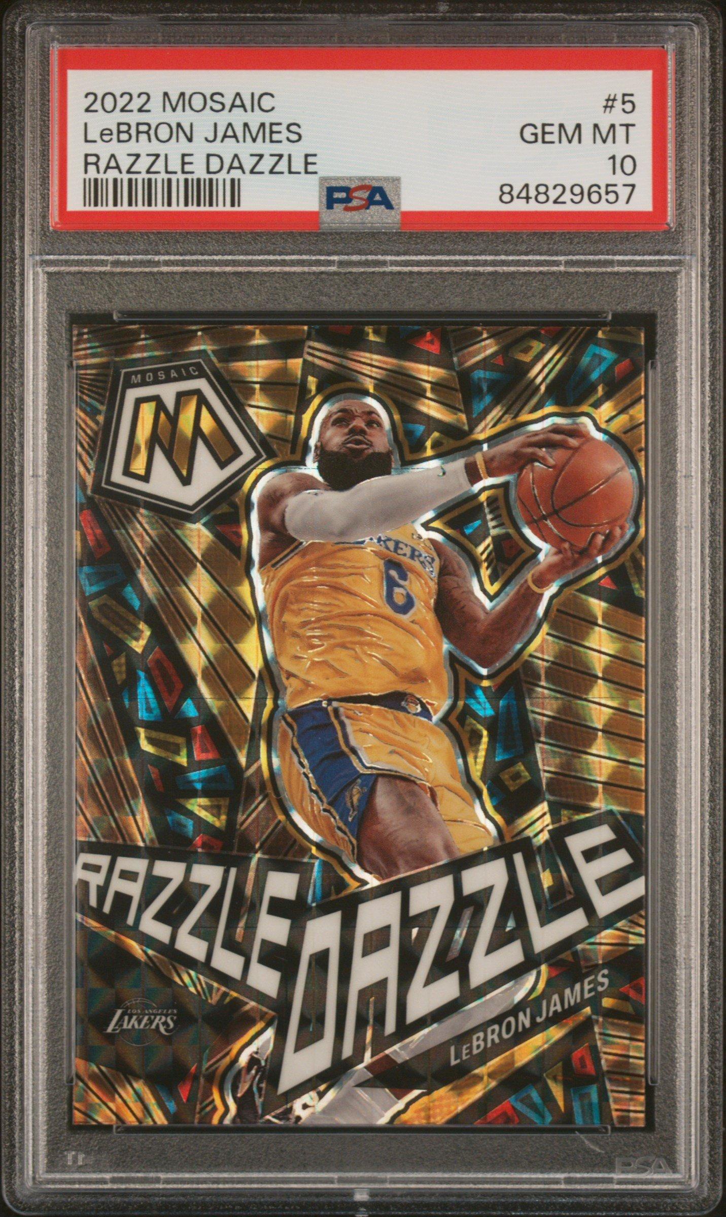 2022 Panini Mosaic Razzle Dazzle 5 Lebron James PSA 10 Graded Card