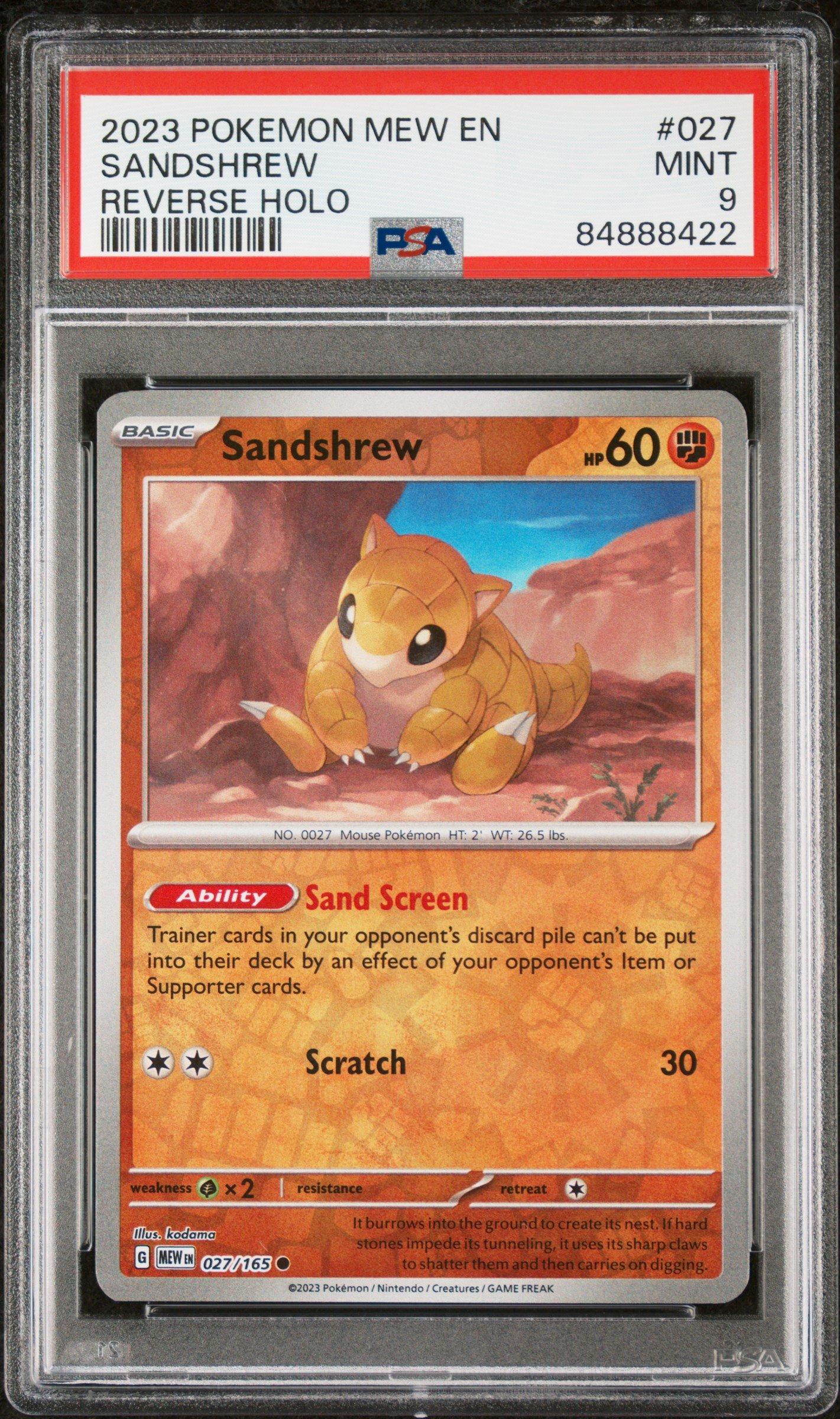 2023 Pokemon Mew En-151 027 Sandshrew PSA 9