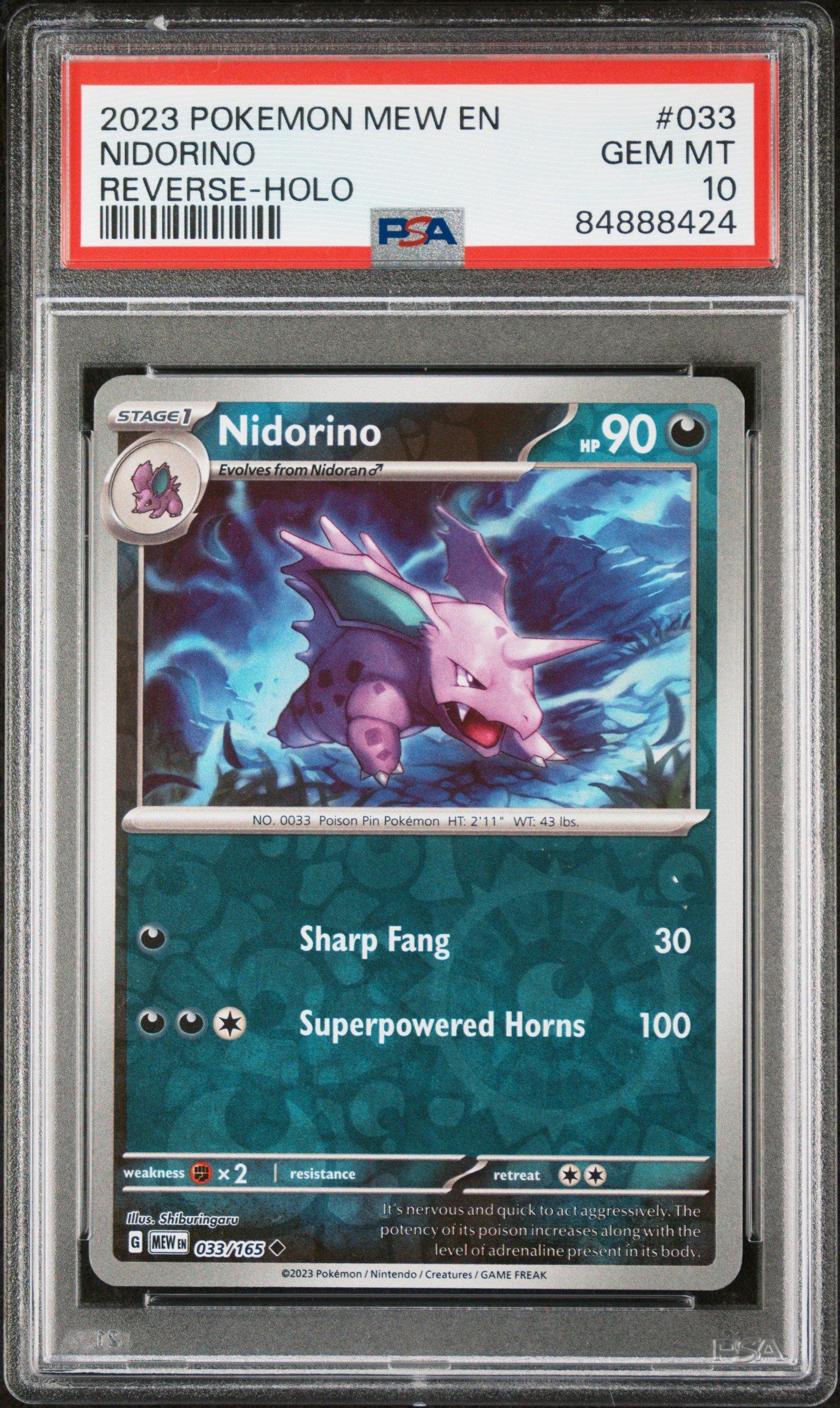 2023 Pokemon Mew En-151 033 Nidorino Reverse-holo PSA 10