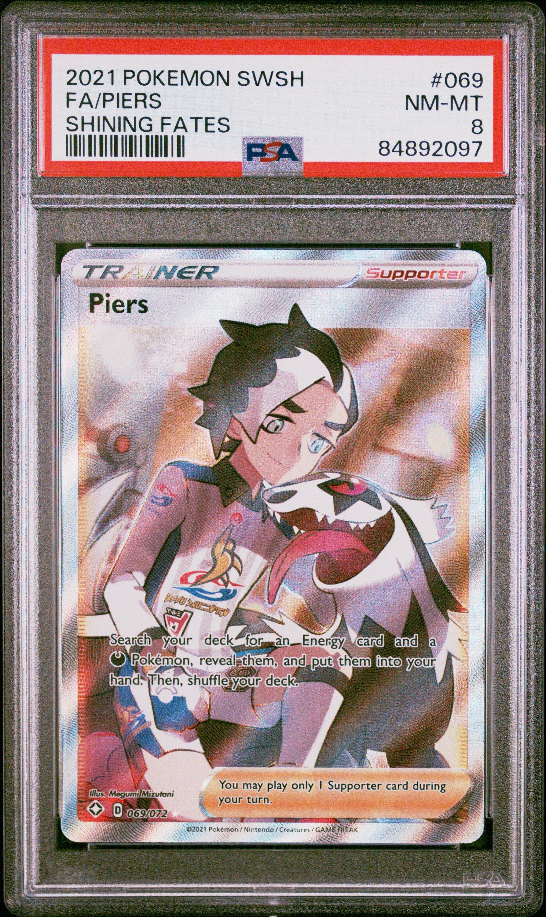 2021 Pokemon Sword & Shield Shining Fates 069 Full Art/piers PSA 8