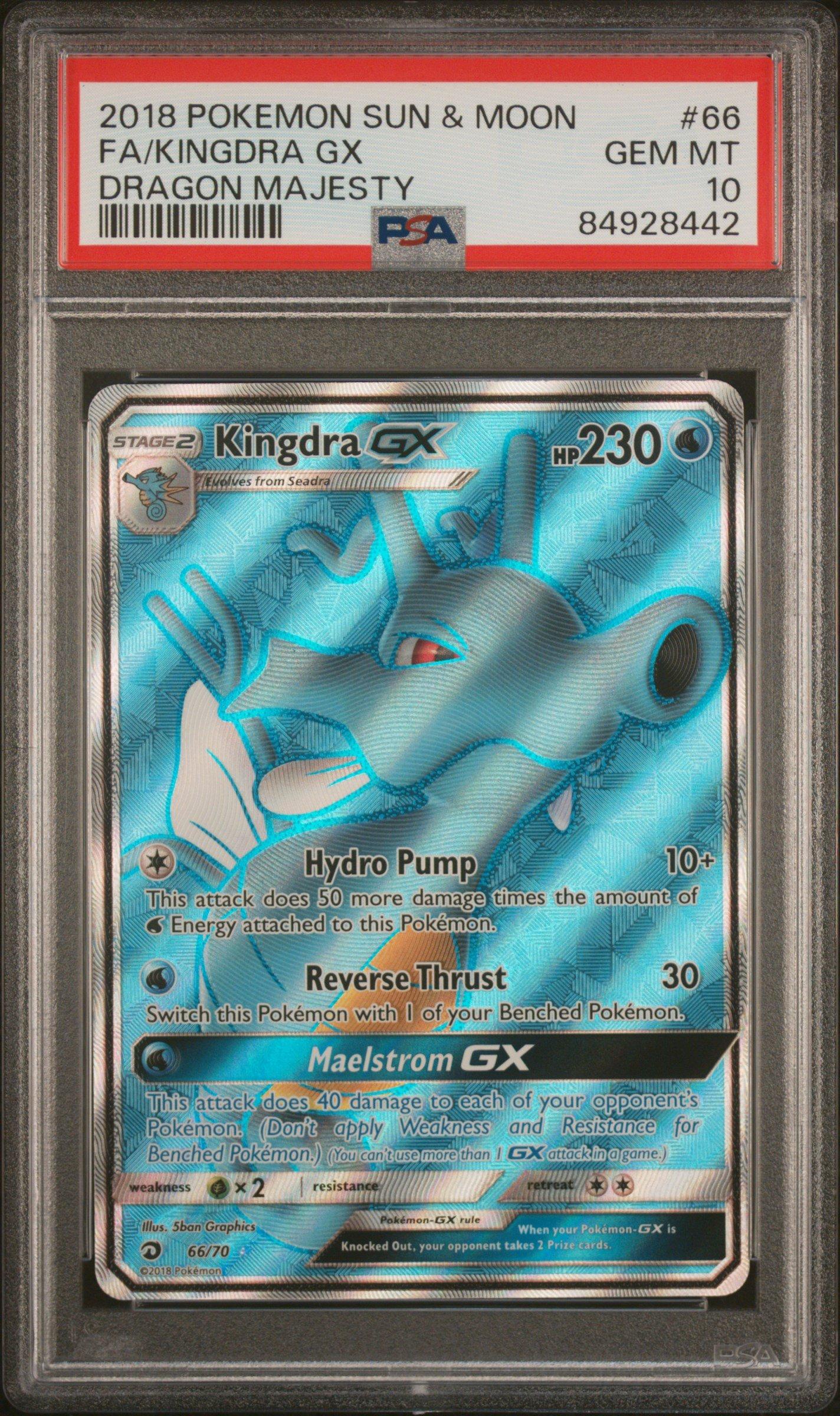 2018 Pokemon Sun & Moon Dragon Majesty 66 Full Art/kingdra Gx PSA