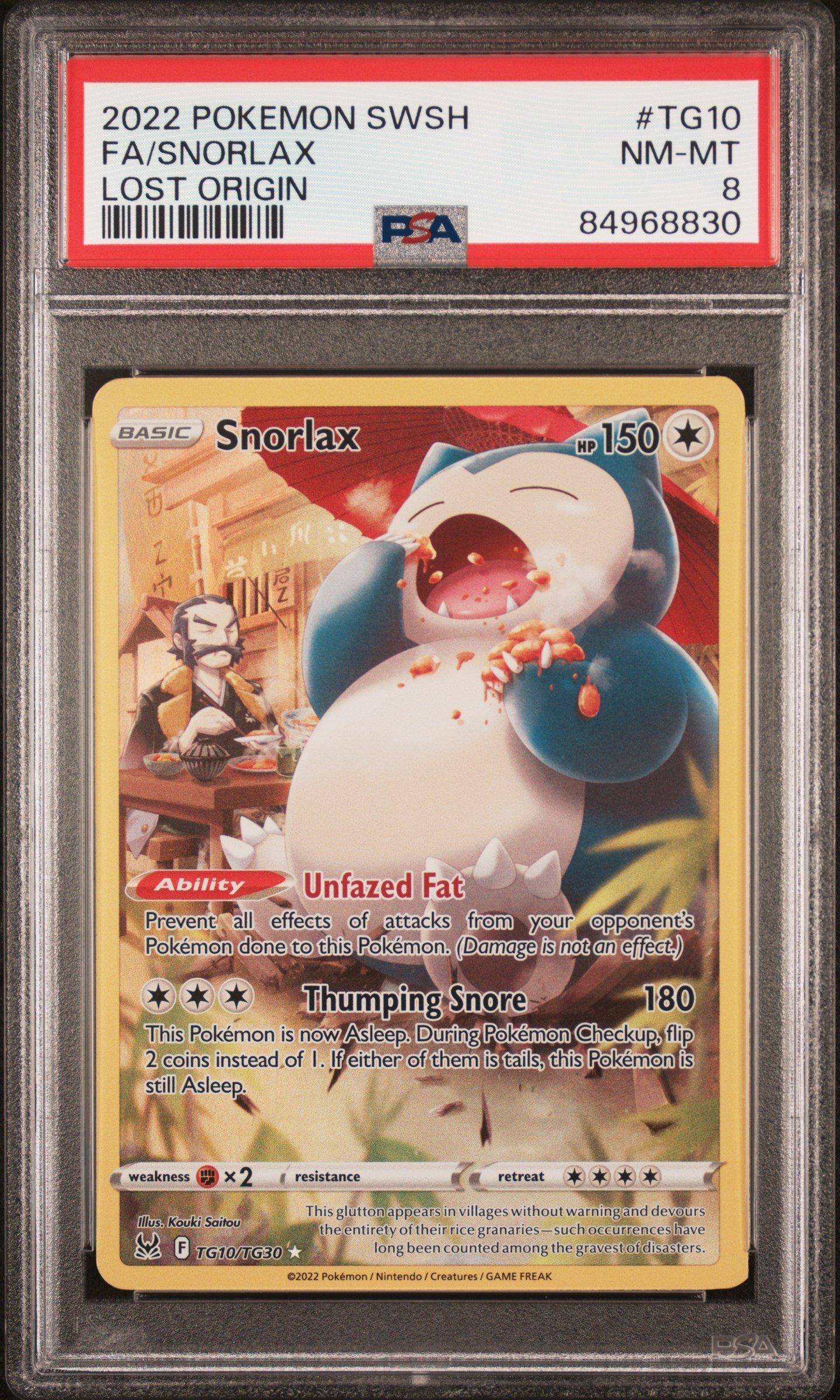 2022 Pokemon Sword & Shield Lost Origin Tg10 Full Art/snorlax PSA