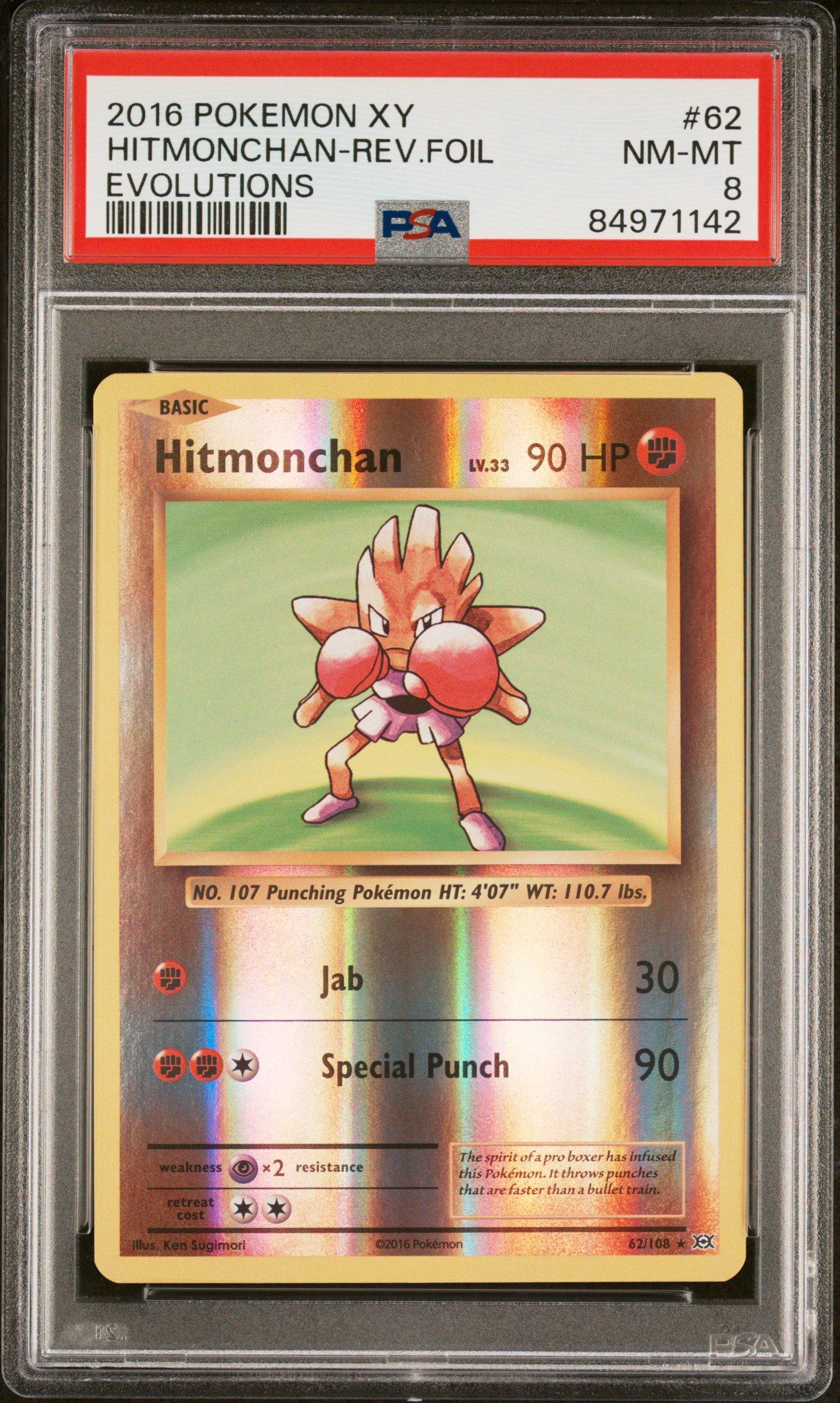 2016 Pokemon Xy Evolutions 62 Hitmonchan-reverse Foil PSA 8