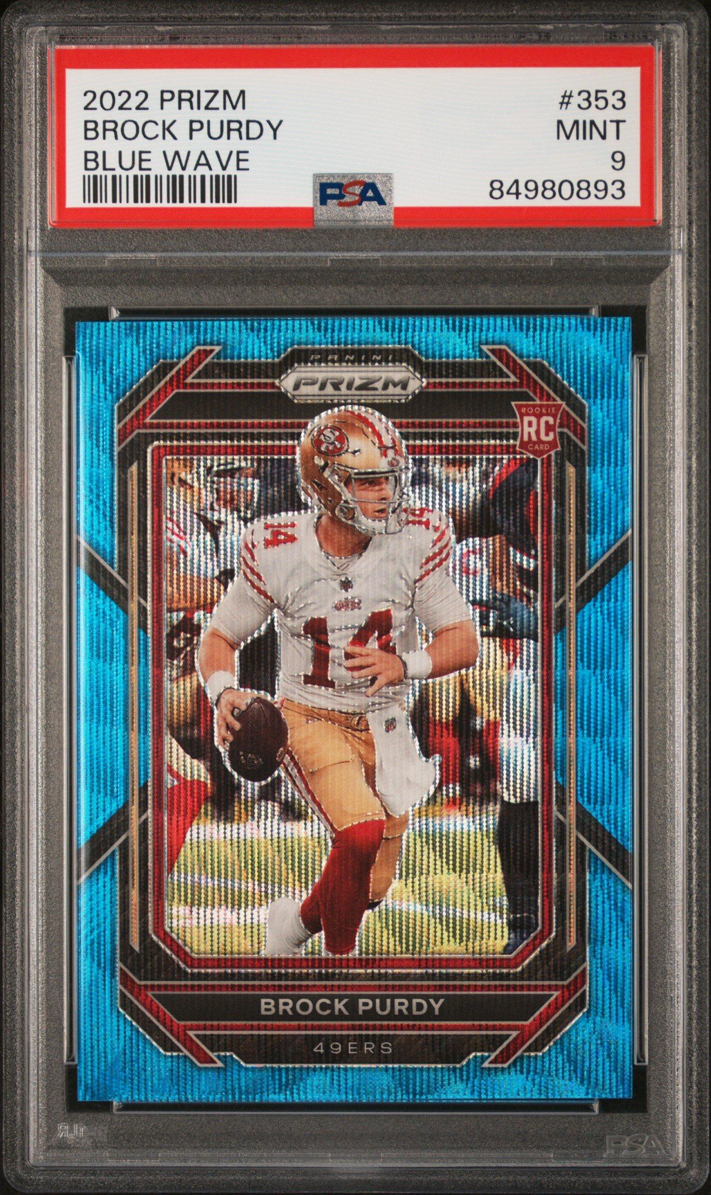 2022 Panini Prizm 353 Brock Purdy Blue Wave PSA 9 Graded Card