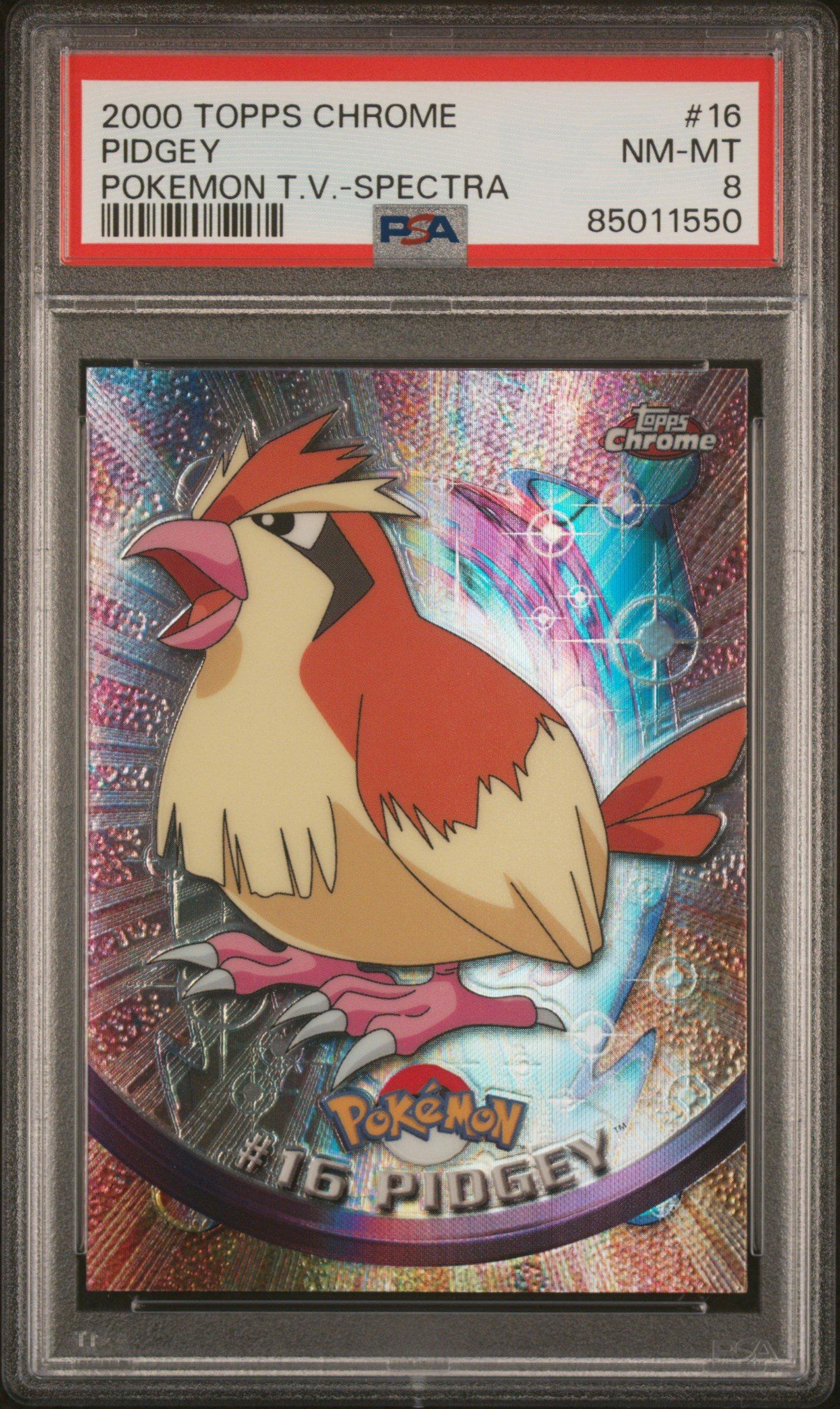 2000 Topps Chrome Pokemon T.v. 16 Pidgey Spectra PSA 8 Graded Card