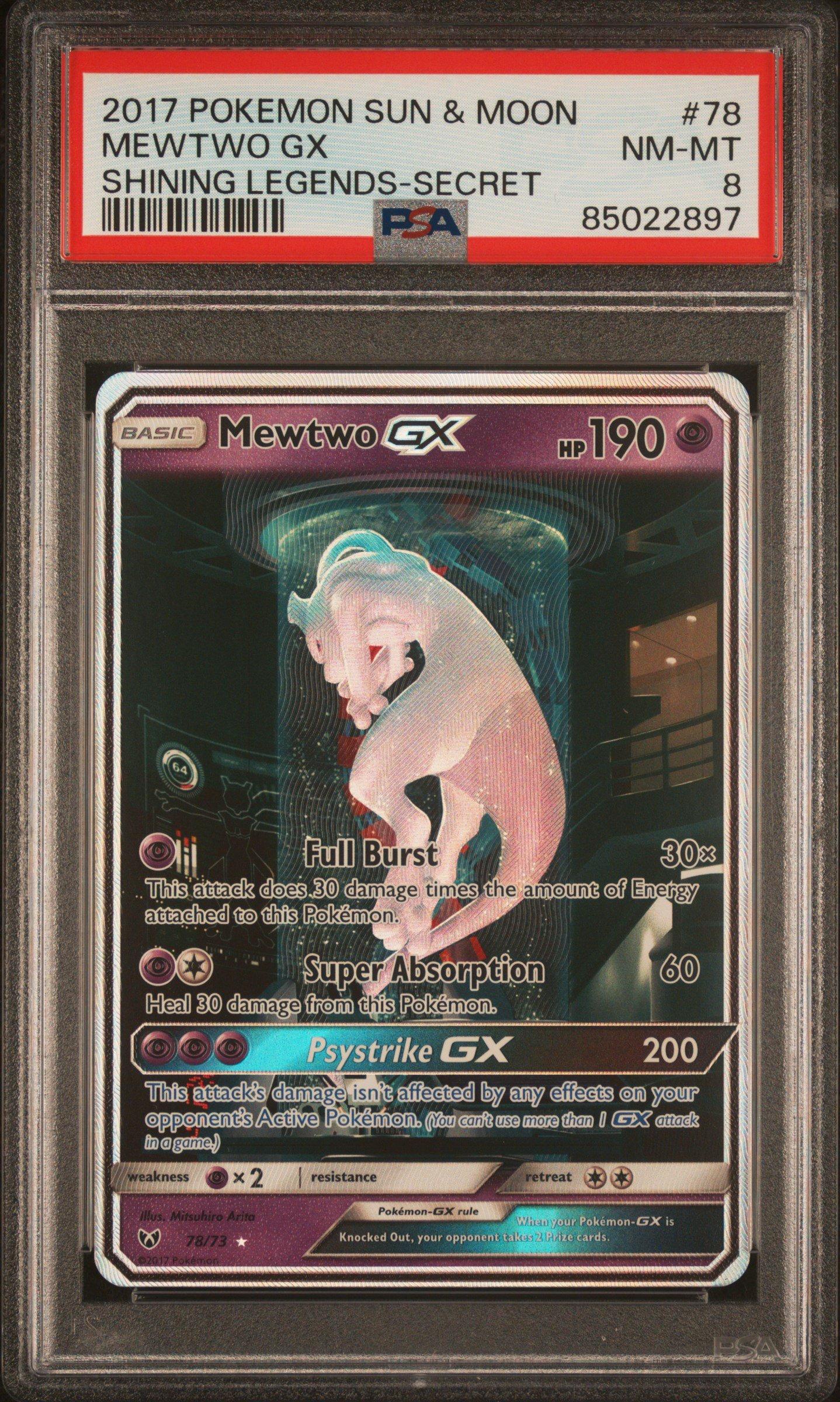 2017 Pokemon Sun & Moon Shining Legends 78 Mewtwo Gx Secret PSA 8 Graded  Card | GameStop