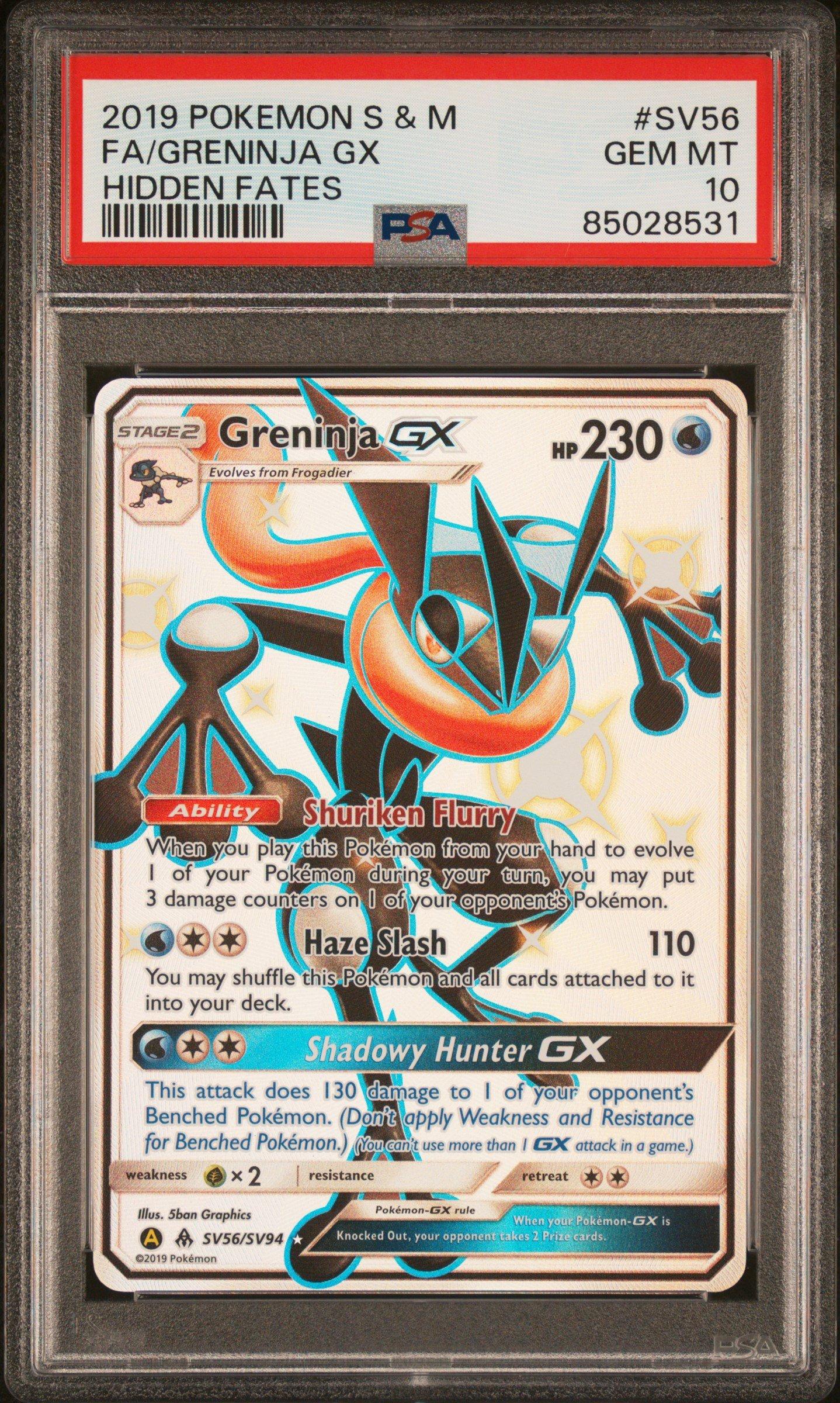 2019 Pokemon Sun & Moon Hidden Fates Sv56 Full Art/greninja Gx PSA
