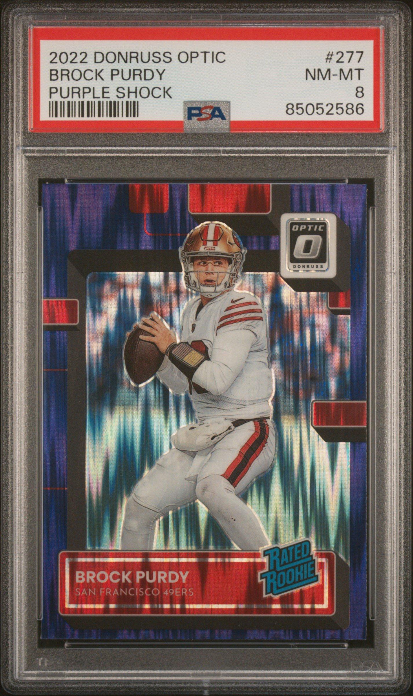 2022 Panini Donruss Optic 277 Brock Purdy Purple Shock PSA 8 Graded Card |  GameStop