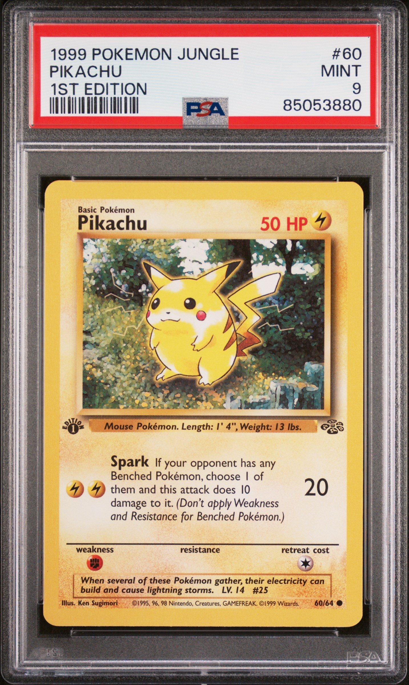 1999 Pokemon Jungle 60 Pikachu 1st Edition PSA 9 Graded Card