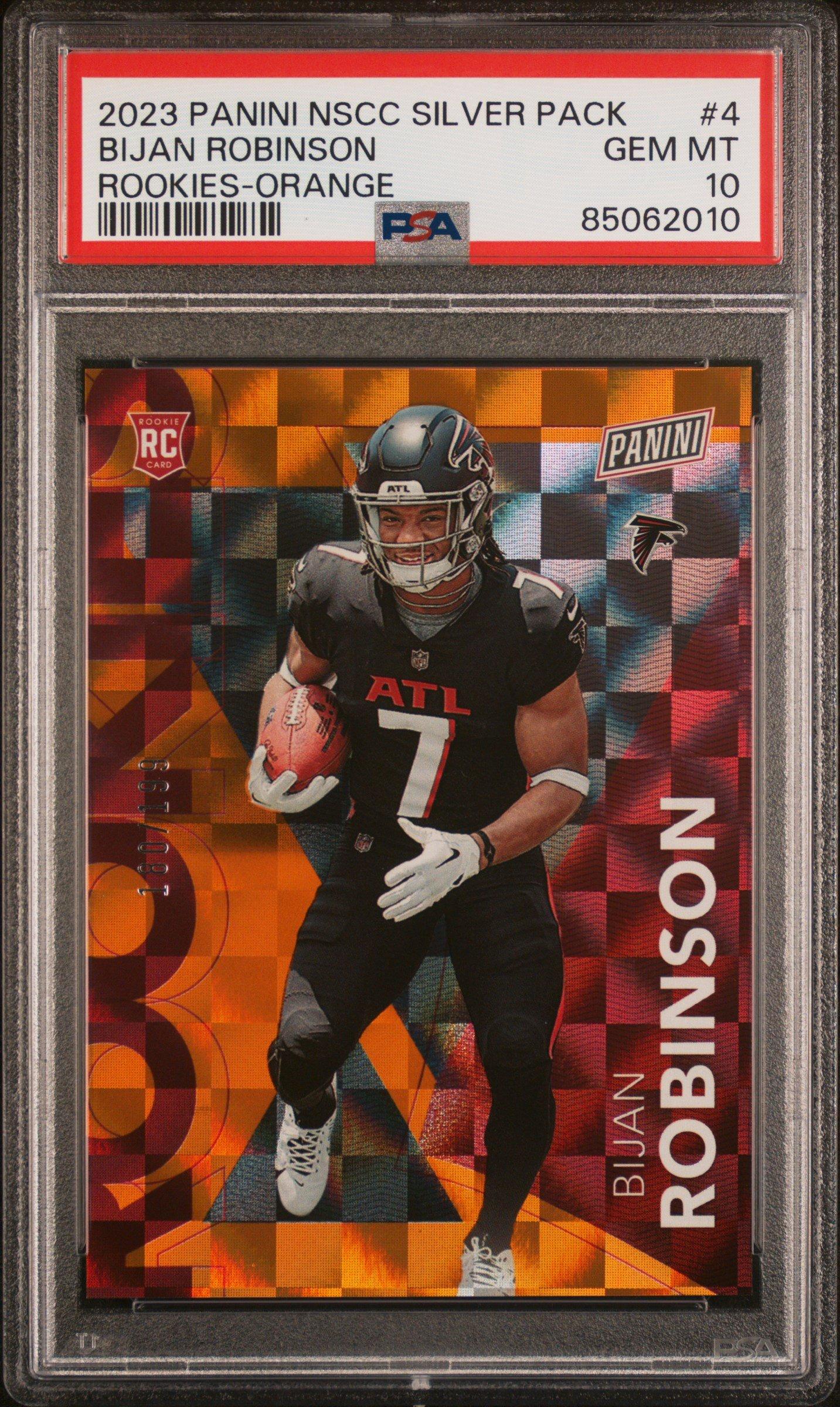 2023 Panini National Silver Packs Rookies Rc4 Bijan Robinson Orange PSA 10