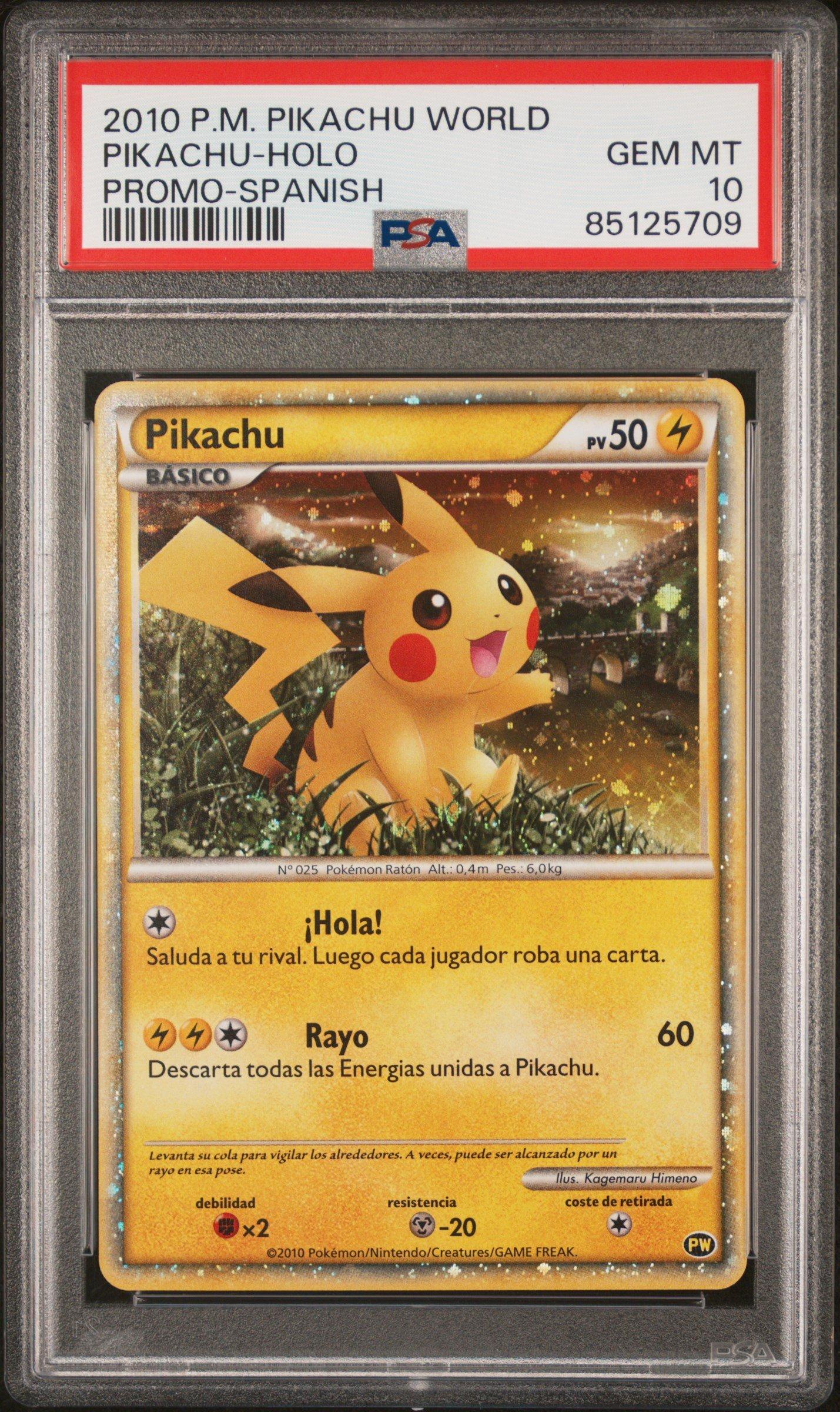 2010 Pokemon Pikachu World Promo Pikachu-holo Spanish PSA 10