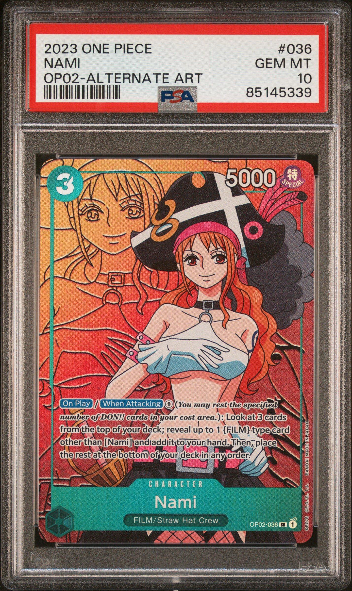 2023 One Piece Op02-paramount War 036 Nami Alternate Art PSA 10