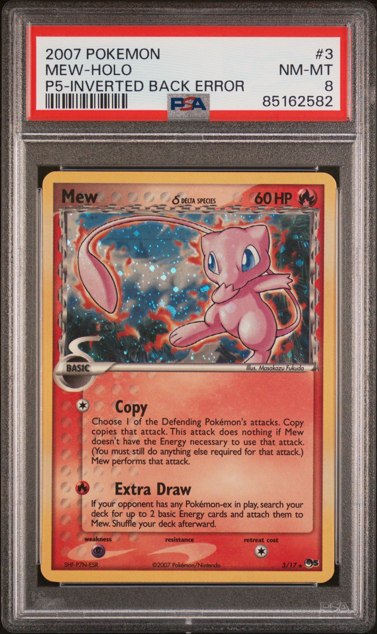 2007 Pokemon Pop Series 5 3 Mew-holo Inverted Back Error PSA 8