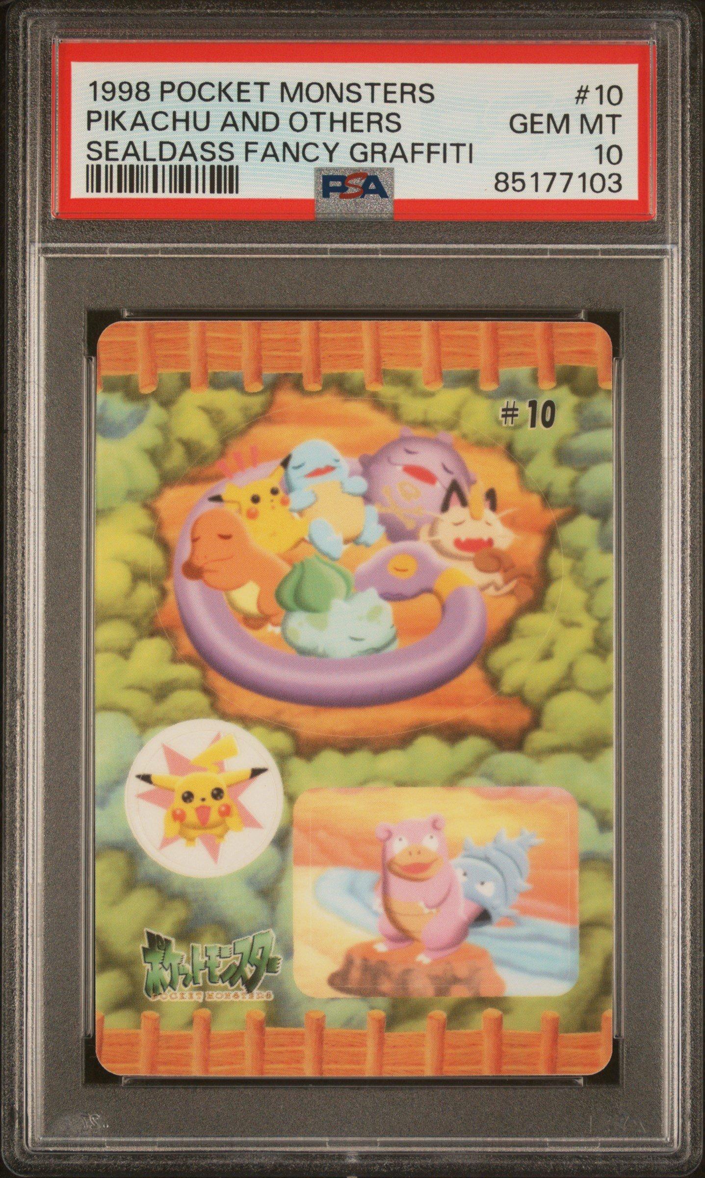 1998 Pocket Monsters Sealdass Fancy Graffiti 10 Pikachu And Others PSA 10