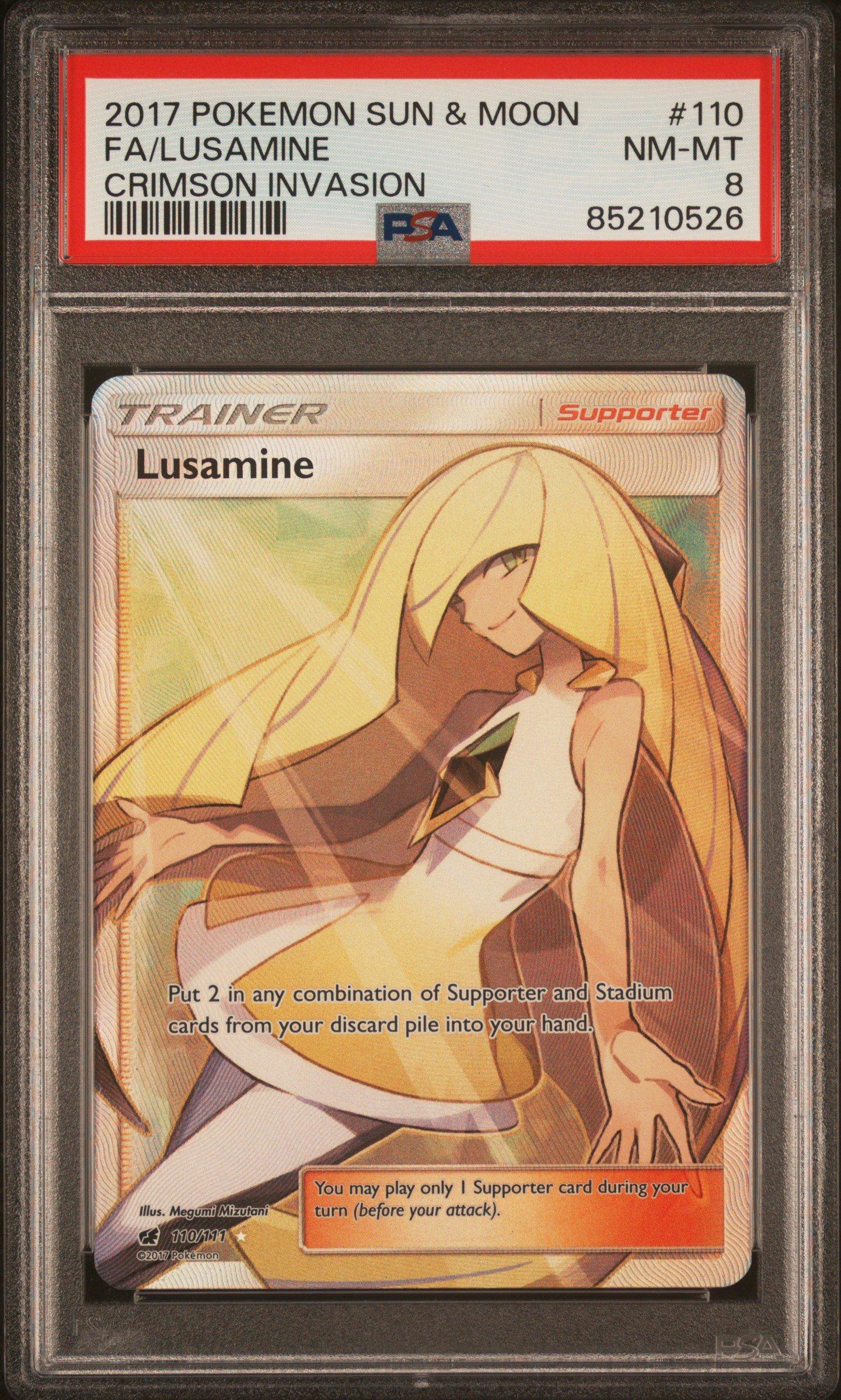 pokemon card lusamine - 182/214 - Lost Thunder - Prism Star - Holo Rare proof acrylic case and featuring a striking image of the captivating character Pokemon TCG - SM10b -