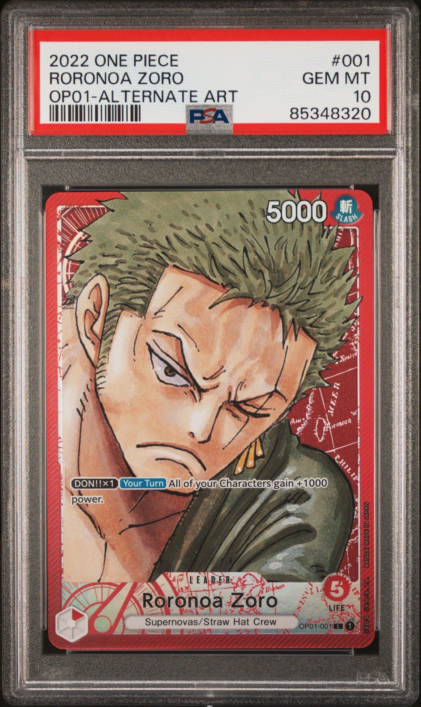 2022 One Piece Op01-romance Dawn 001 Roronoa Zoro Alternate Art PSA 10