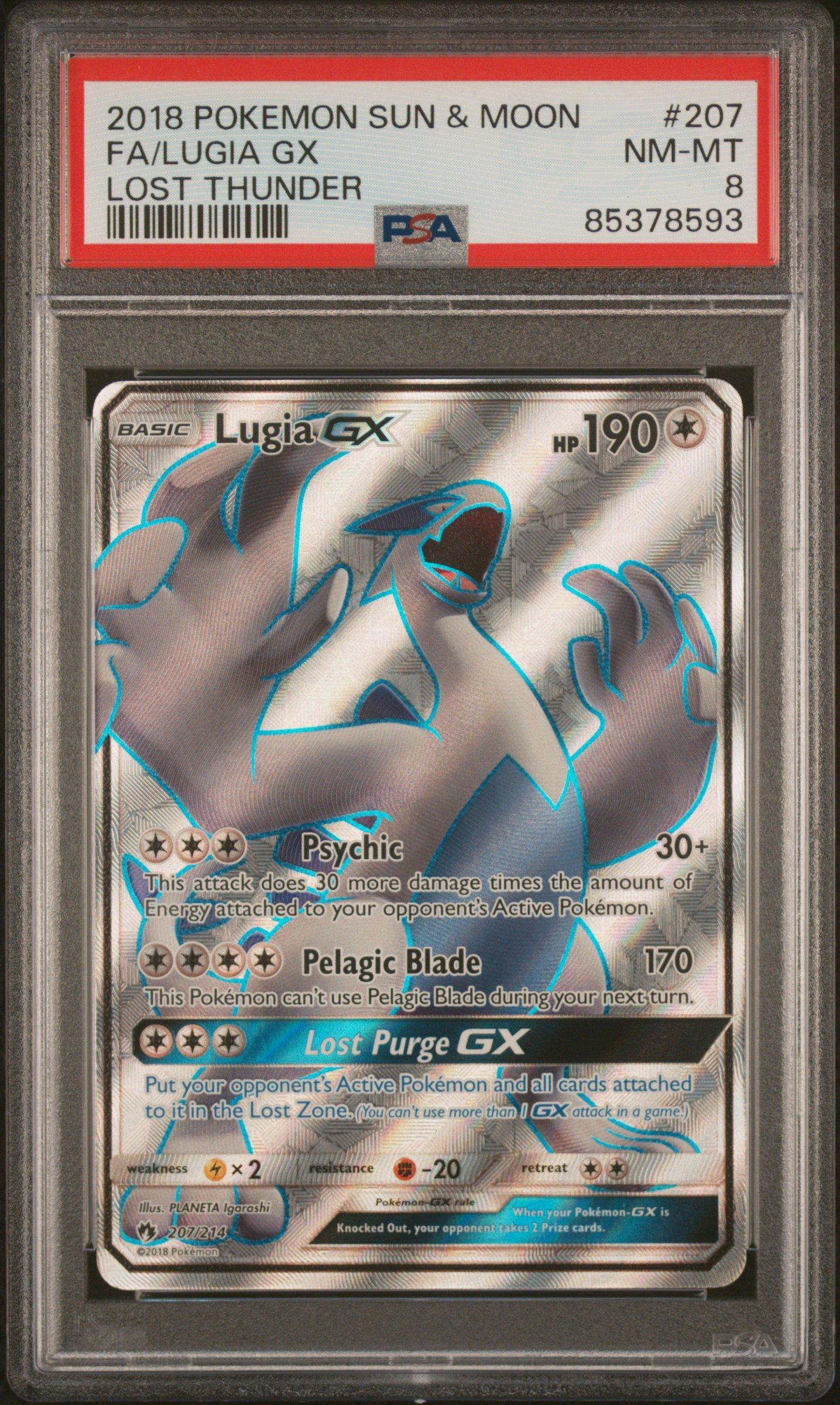 2018 Pokemon Sun & Moon Lost Thunder 207 Full Art/lugia Gx PSA 8