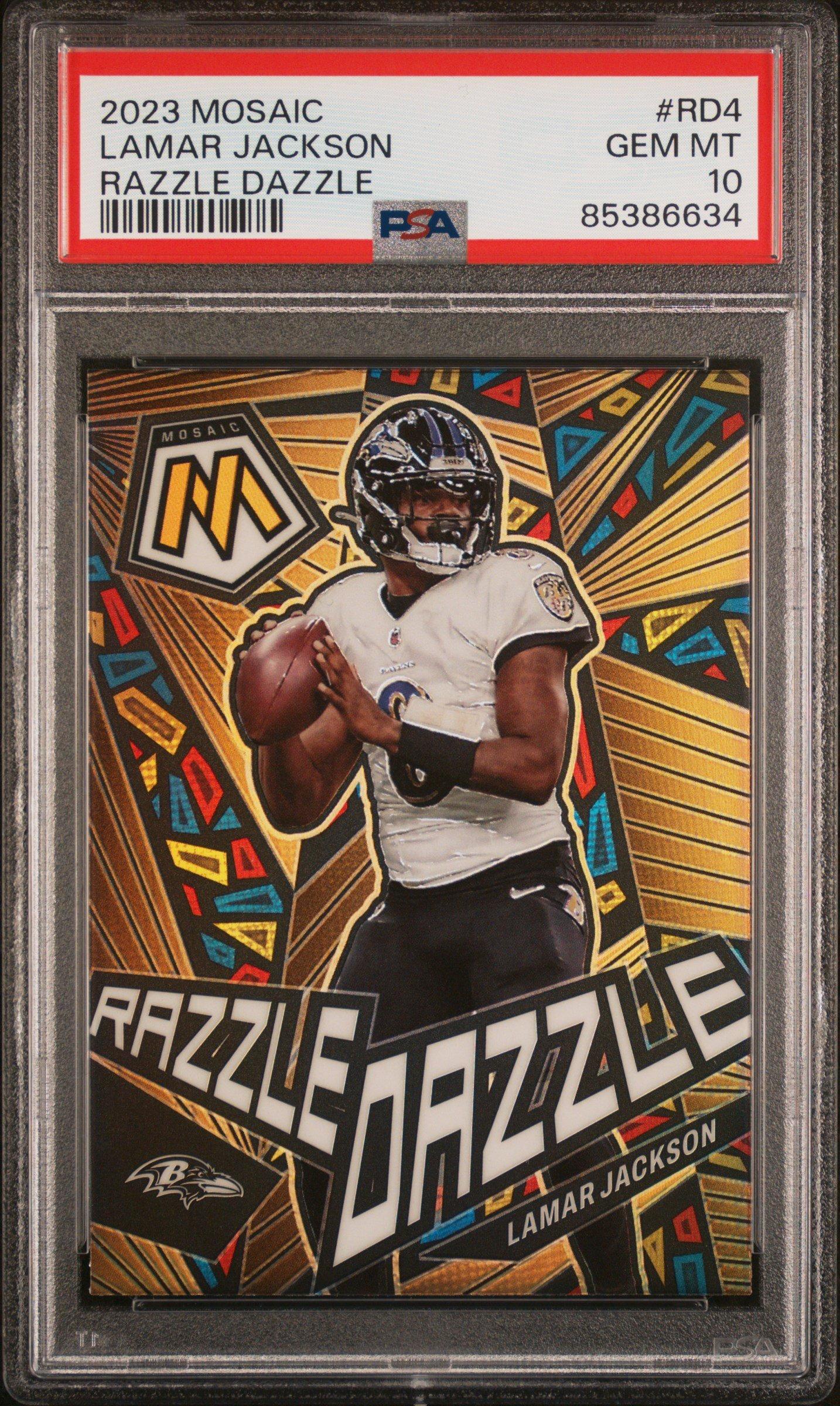 2023 Panini Mosaic Razzle Dazzle Rd4 Lamar Jackson PSA 10 Graded