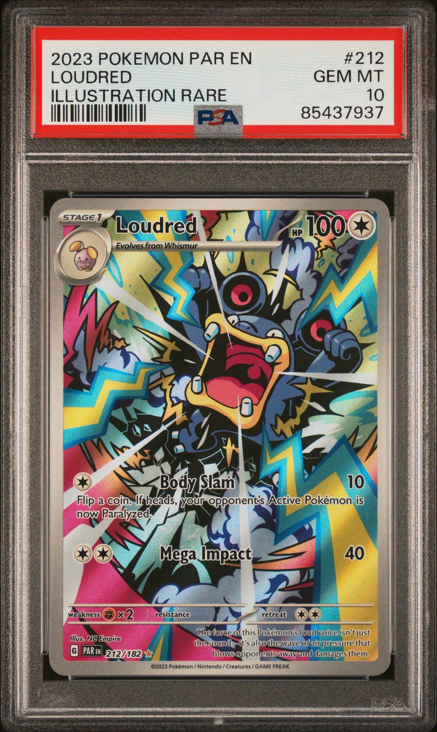 2023 Pokemon Par En-paradox Rift 212 Loudred Illustration Rare PSA