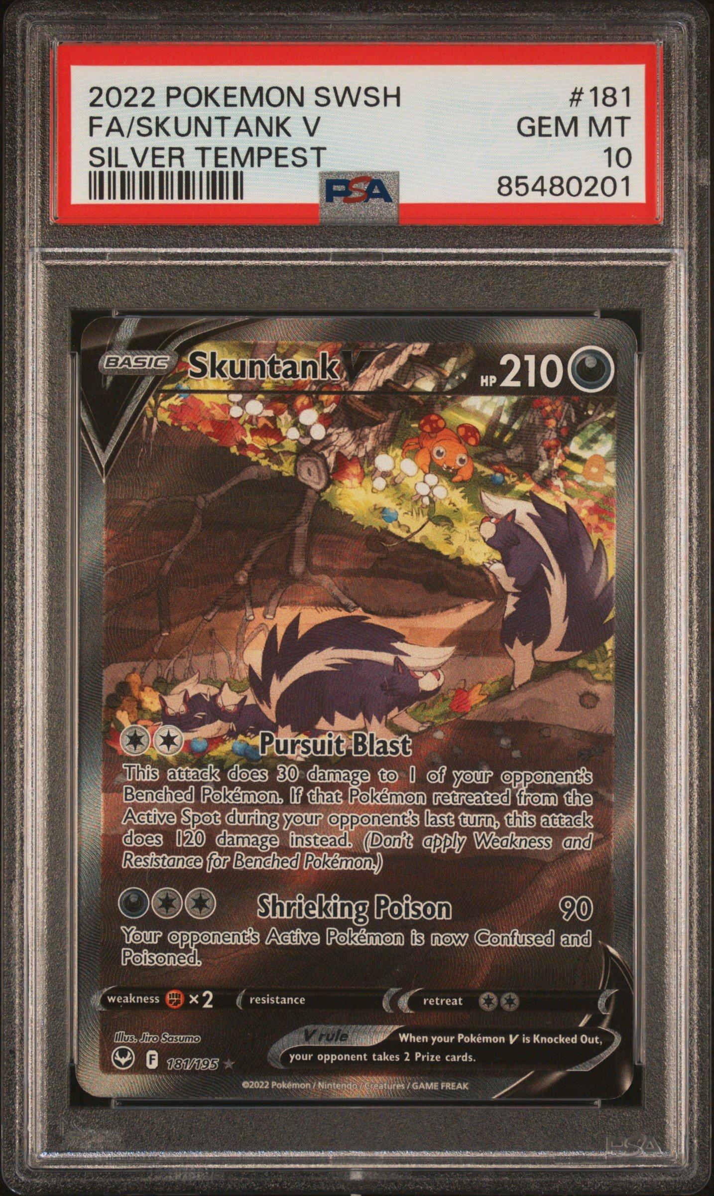 skuntank pokemon card V 2022 Japanese S12 #106 PSA 9  Yamacardo Colorless Poison Ring (80) Your opponents Active Pokmon is now Poisoned Skuntank V 2022 Pokemon Silver