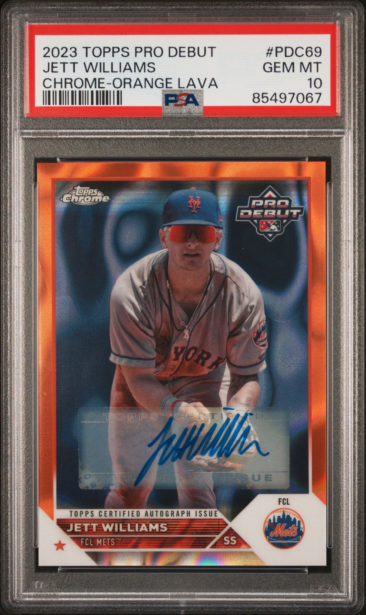 2023 Topps Pro Debut Pdc69 Jett Williams Chrome-orange Lava PSA 10