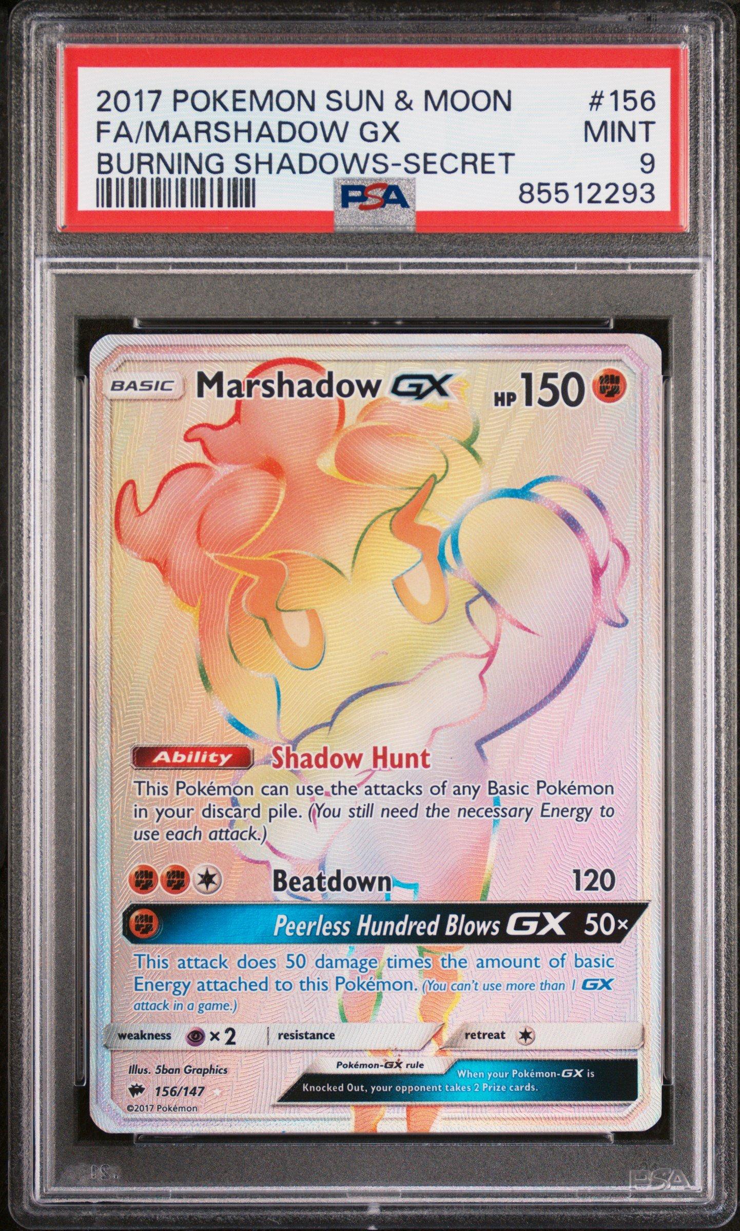 2017 Pokemon Sun & Moon Burning Shadows 156 Full Art/marshadow Gx Secret PSA 9