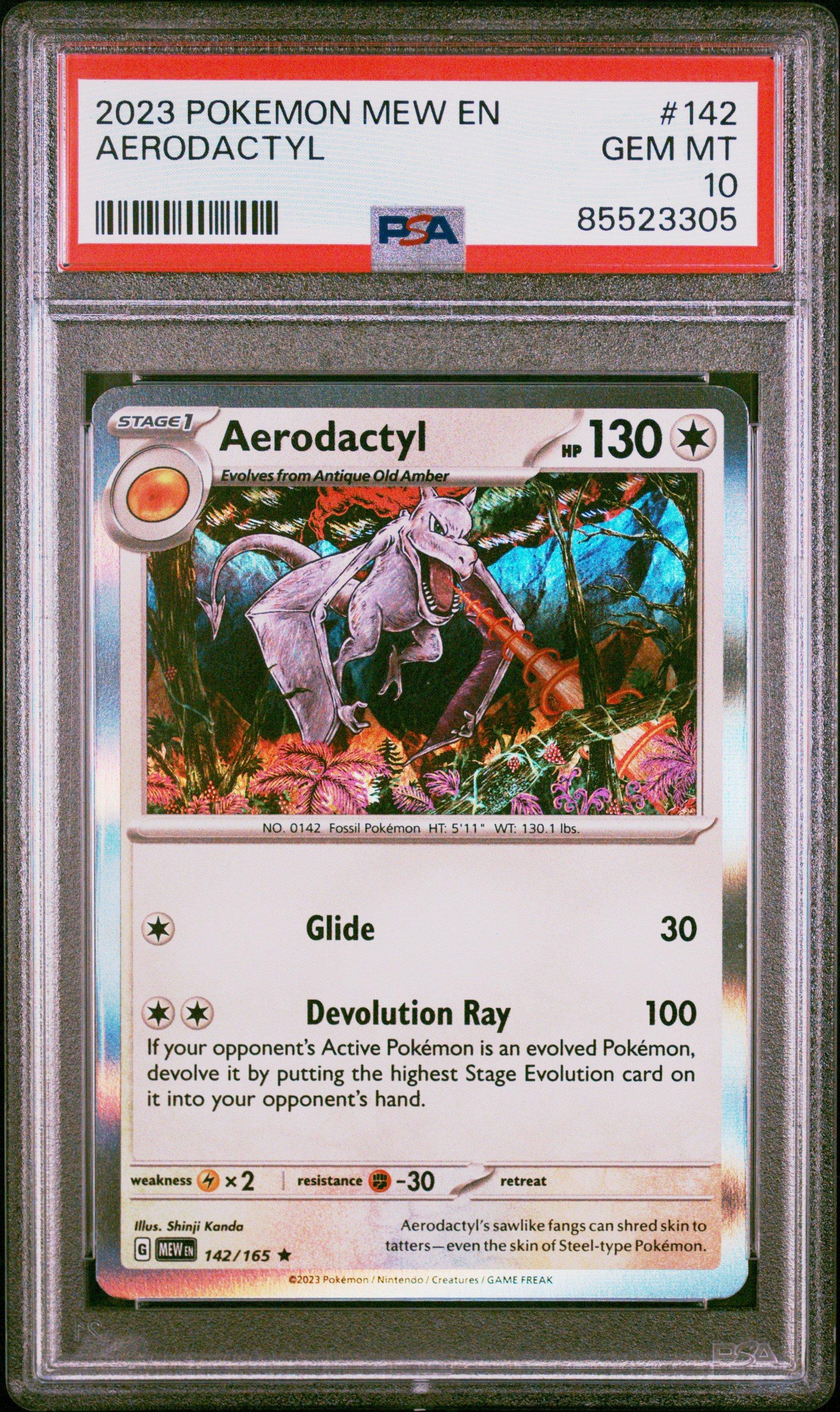 2023 Pokemon Mew En-151 142 Aerodactyl PSA 10