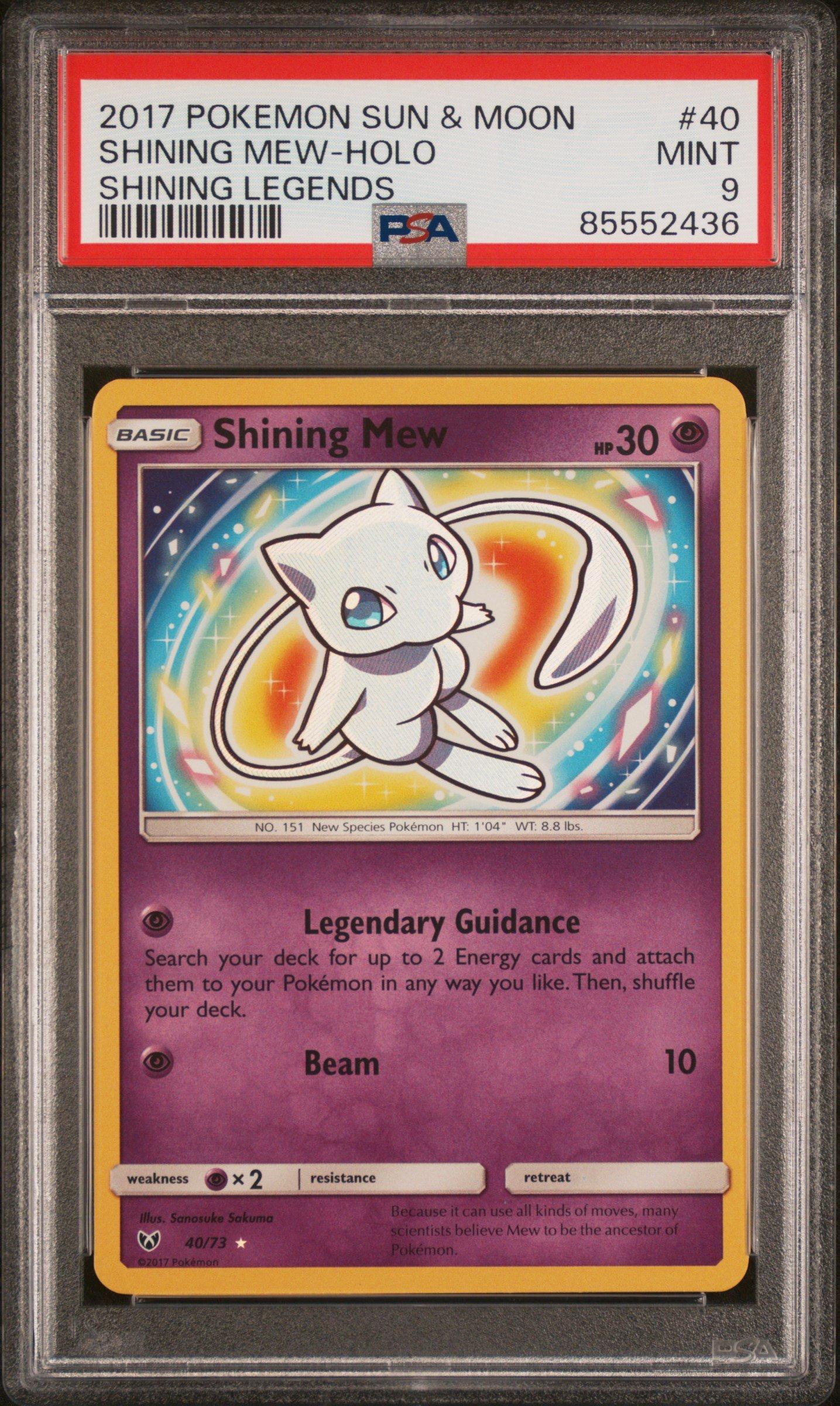 2017 Pokemon Sun & Moon Shining Legends 40 Shining Mew-holo PSA 9 
