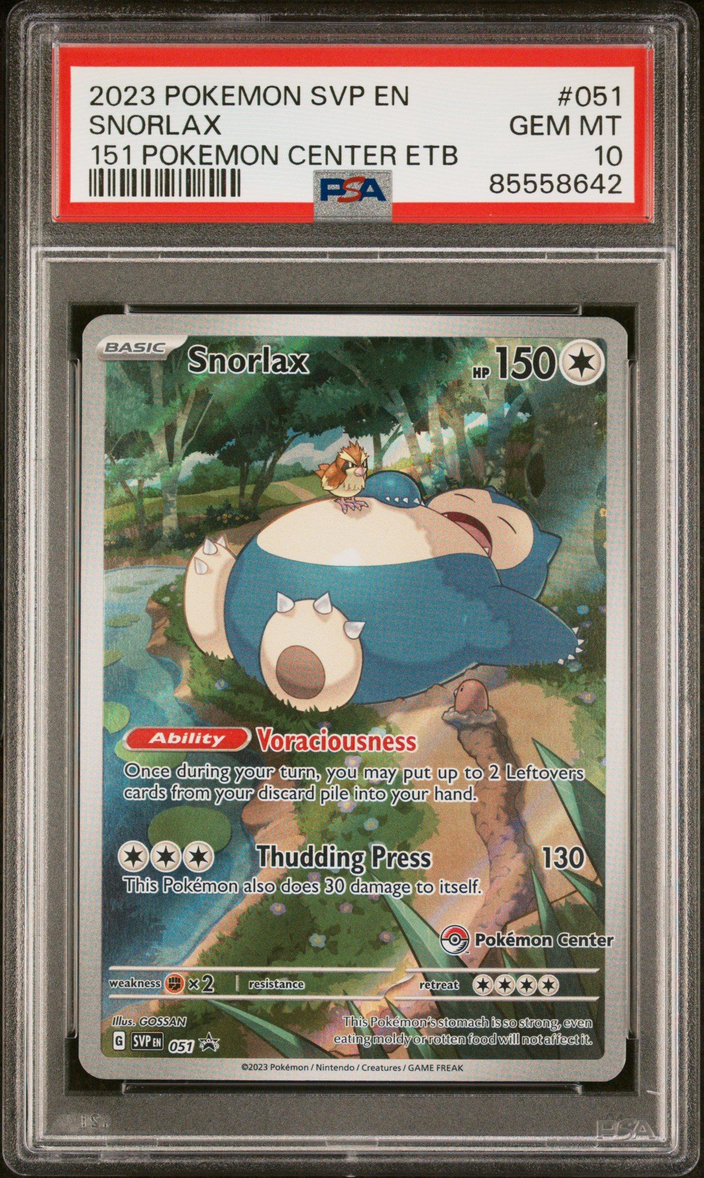 2023 Pokemon Svp En-sv Black Star Promo 051 Snorlax 151 Pokemon Center  Elite Trainer Box PSA 10 Graded Card | GameStop