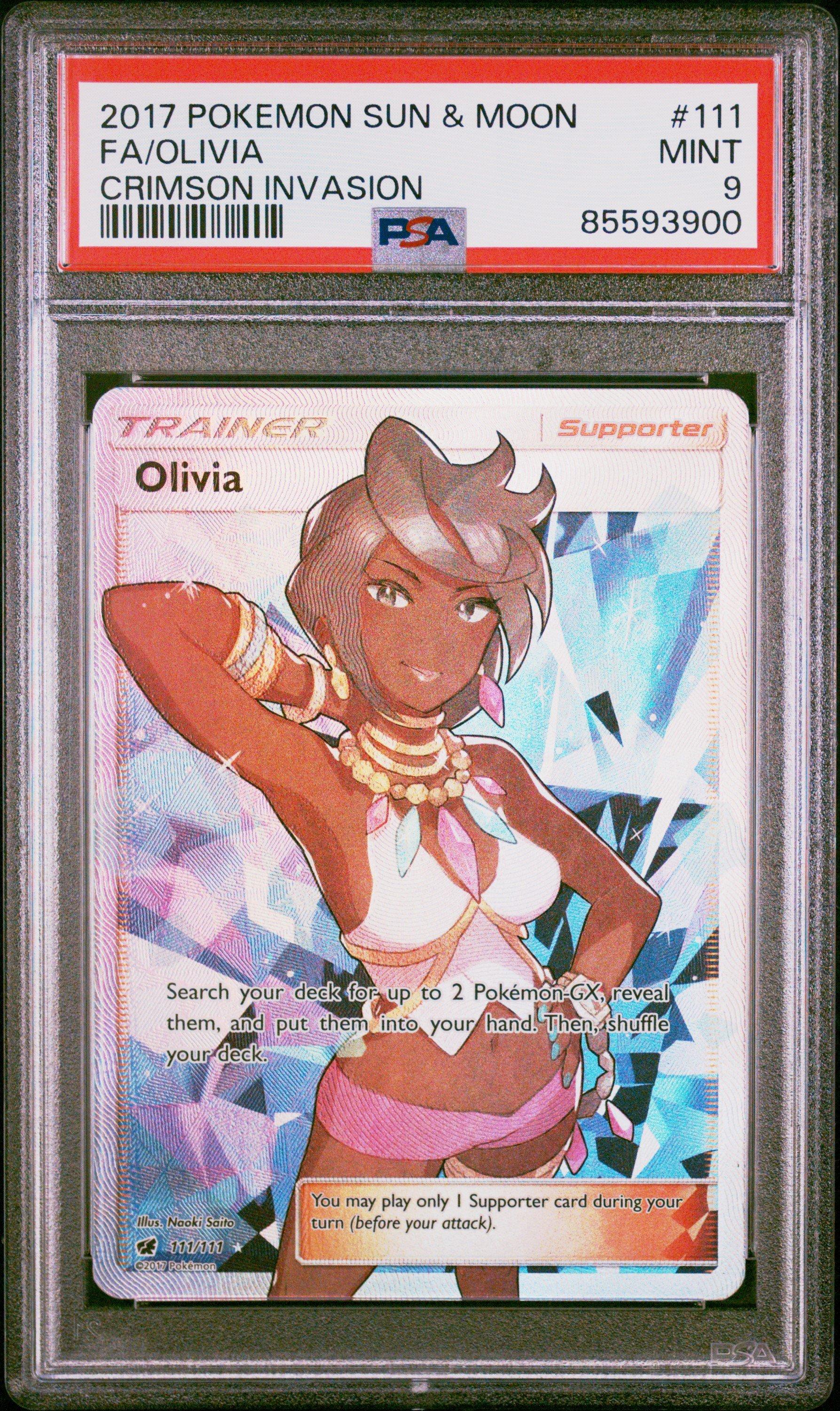 2017 Pokemon Sun & Moon Crimson Invasion 111 Fa/olivia PSA 9
