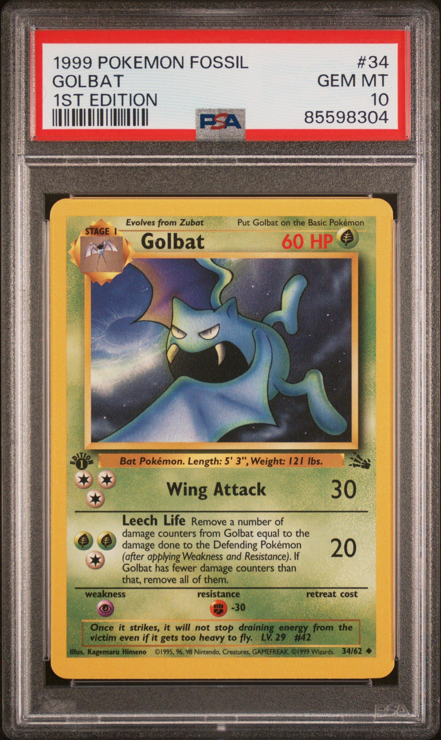 【PSA10】ゴルバット 英語 34/62 golbat Golbat 34/62 Pokemon Fossil Uncommon Grass Damaged See Pictures | eBay