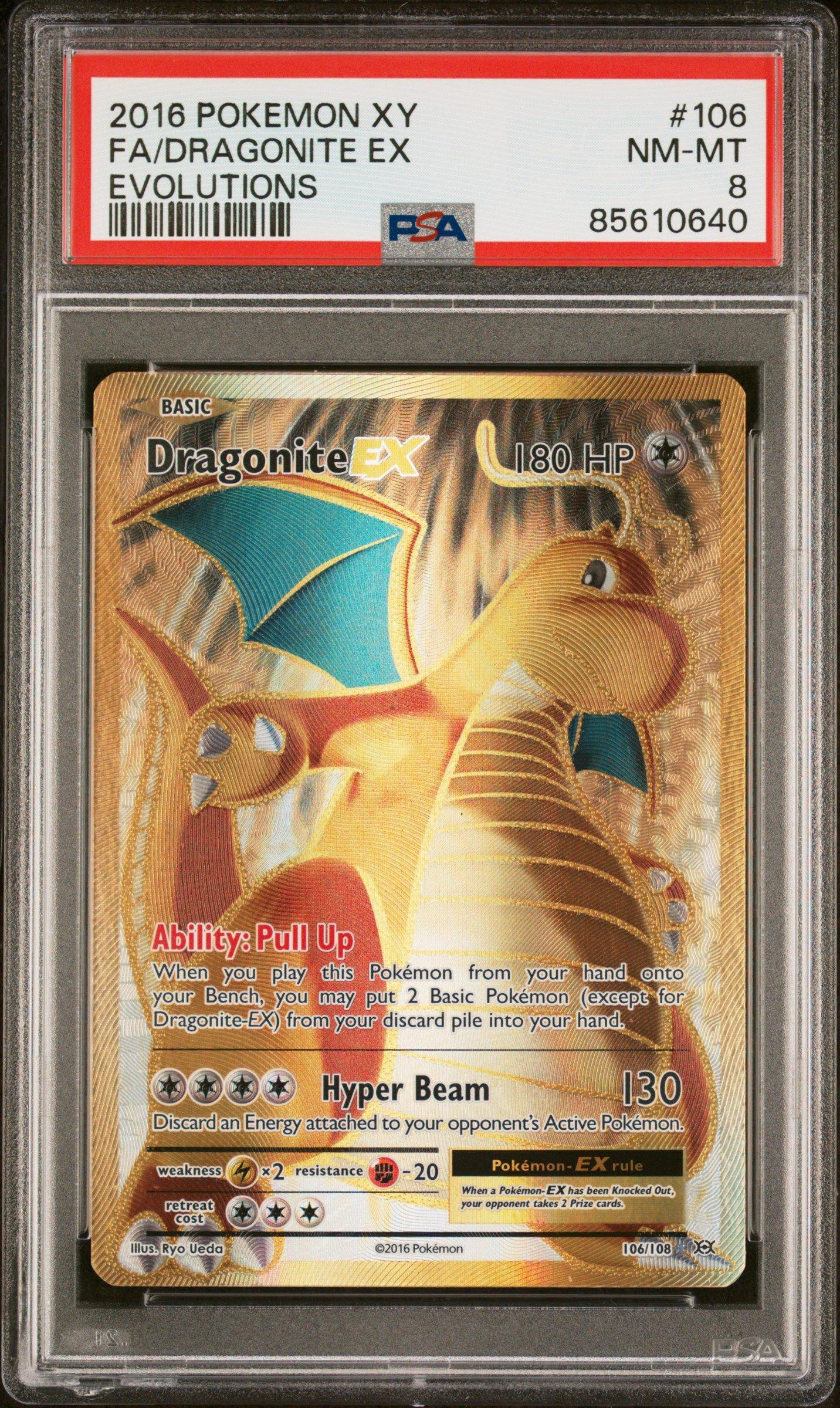 2016 Pokemon Xy Evolutions 106 Full Art/dragonite Ex PSA 8 Graded