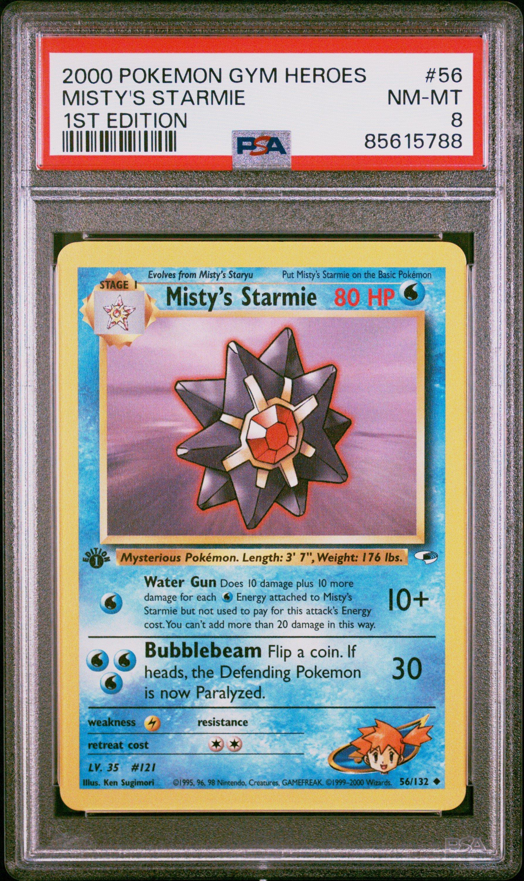 2000 Pokemon Gym Heroes 56 Misty's Starmie 1st Edition PSA 8