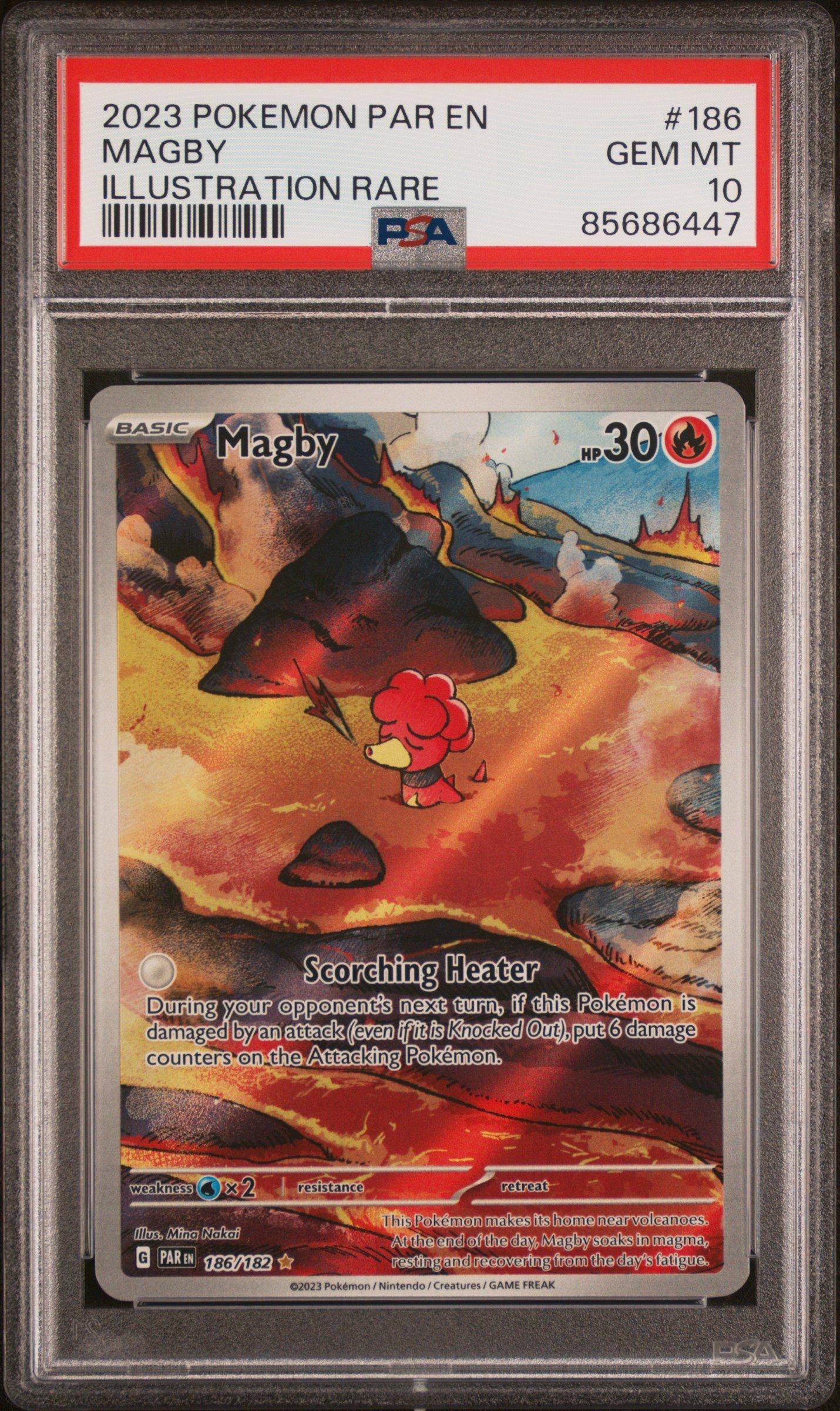 2023 Pokemon Par En-paradox Rift 186 Magby Illustration Rare PSA